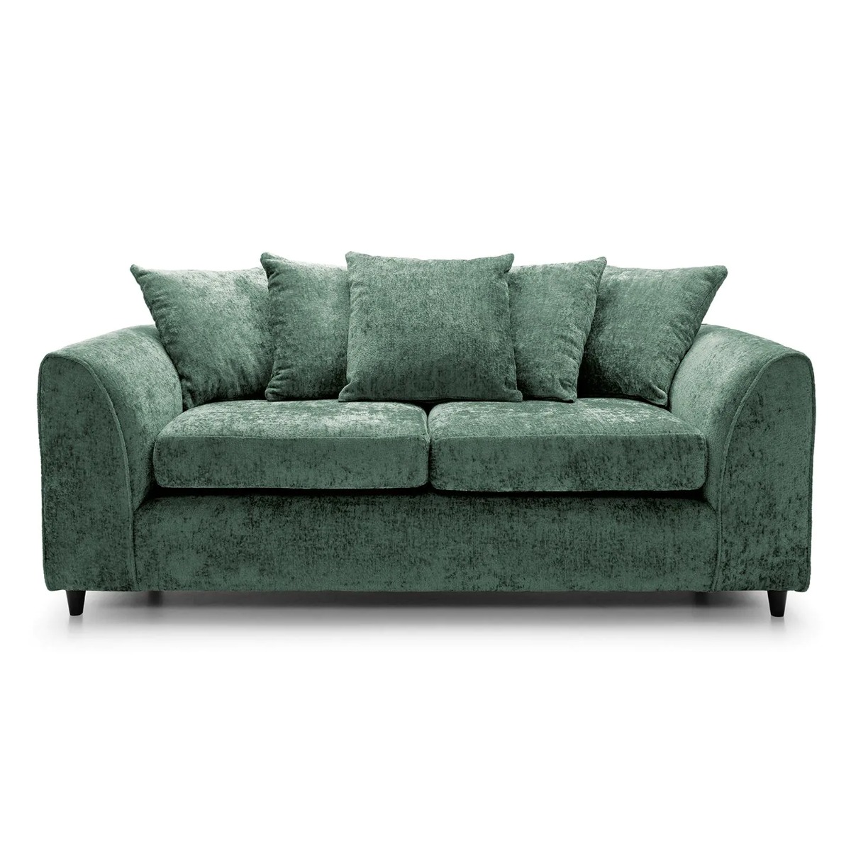 3 Seater Sofa - HENRY Crushed Chenille Fabric Sofa - Rifle Green - Sofa Central