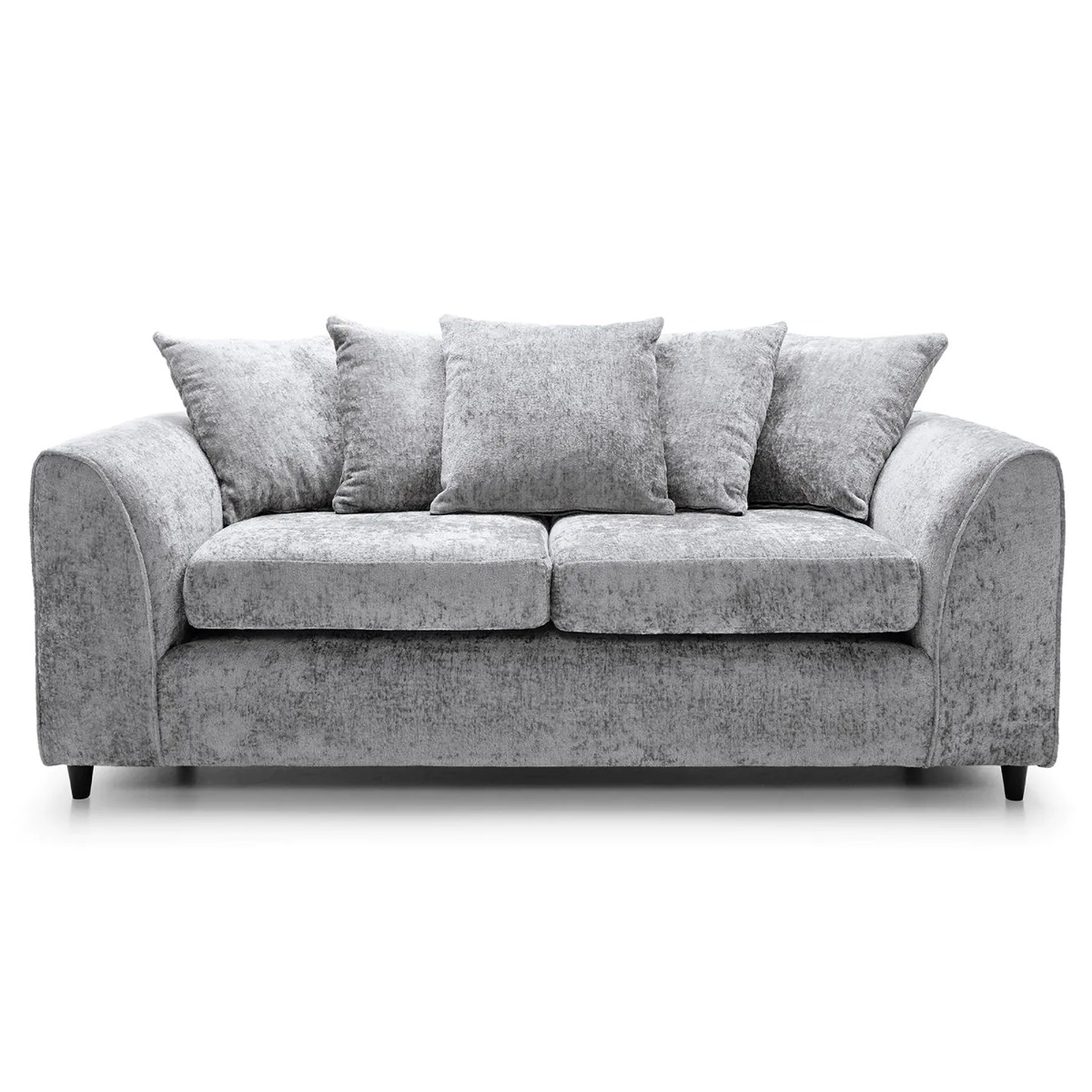 3 Seater Sofa - HENRY Crushed Chenille Fabric Sofa - Light Grey - Sofa Central