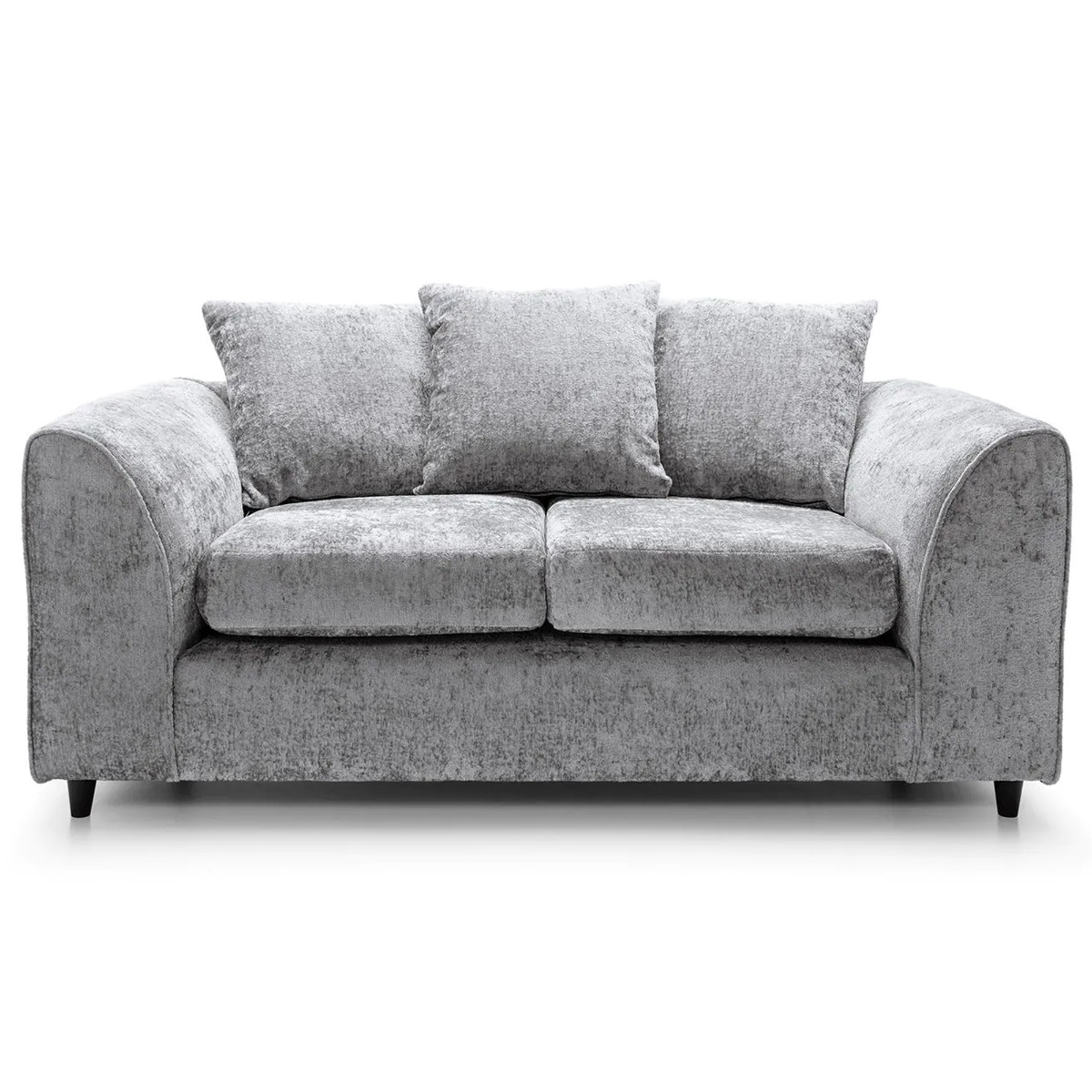 2 Seater Sofa - HENRY Crushed Chenille Fabric Sofa - Light Grey - Sofa Central