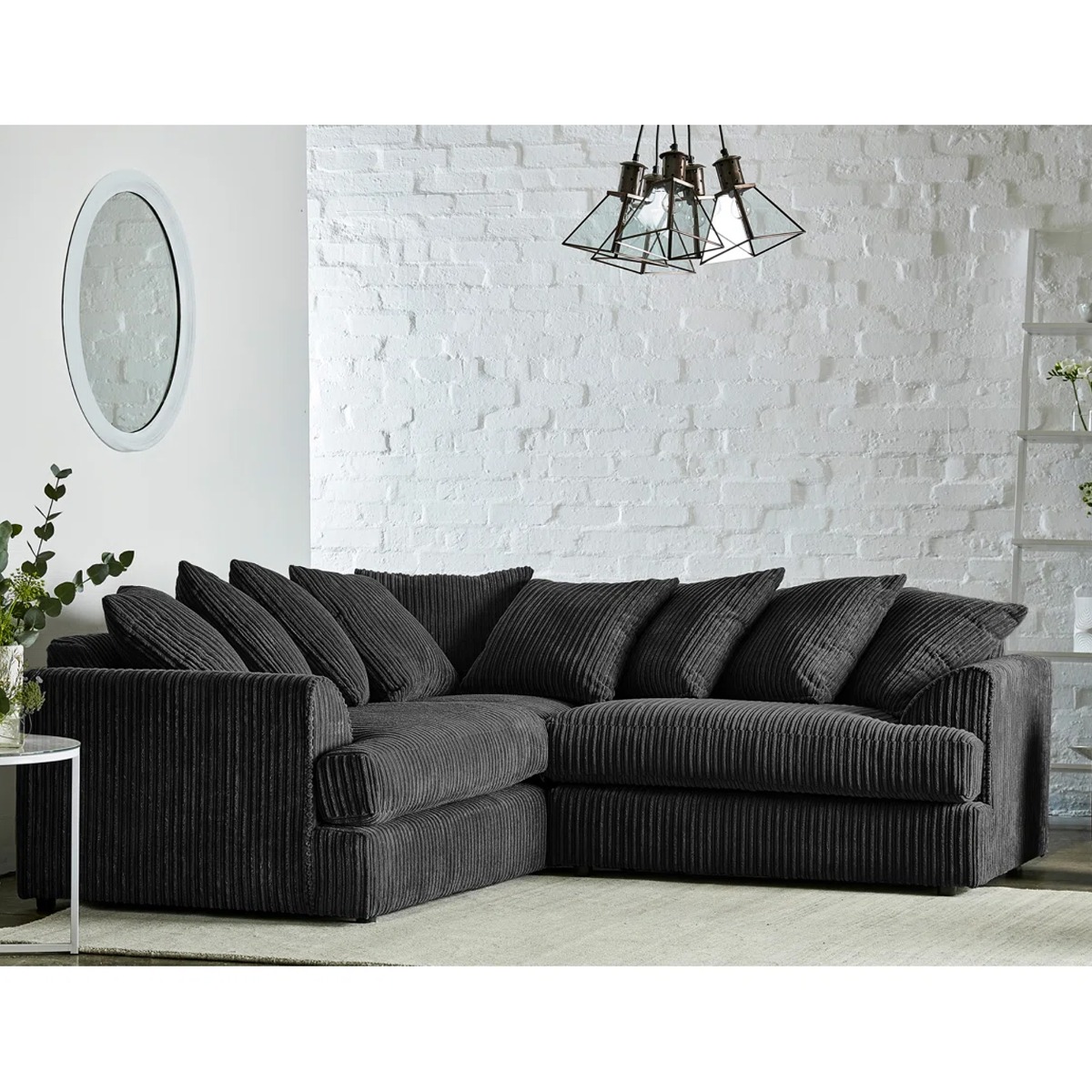 Jasper Jumbo Cord Corner Sofa - Black - Home Done