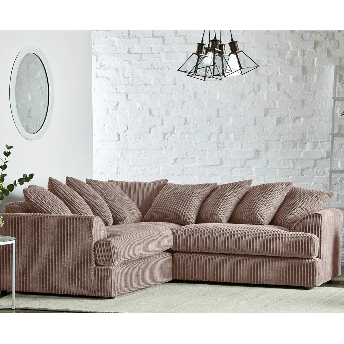 Jasper Jumbo Cord Corner Sofa - Coffee - Home Done