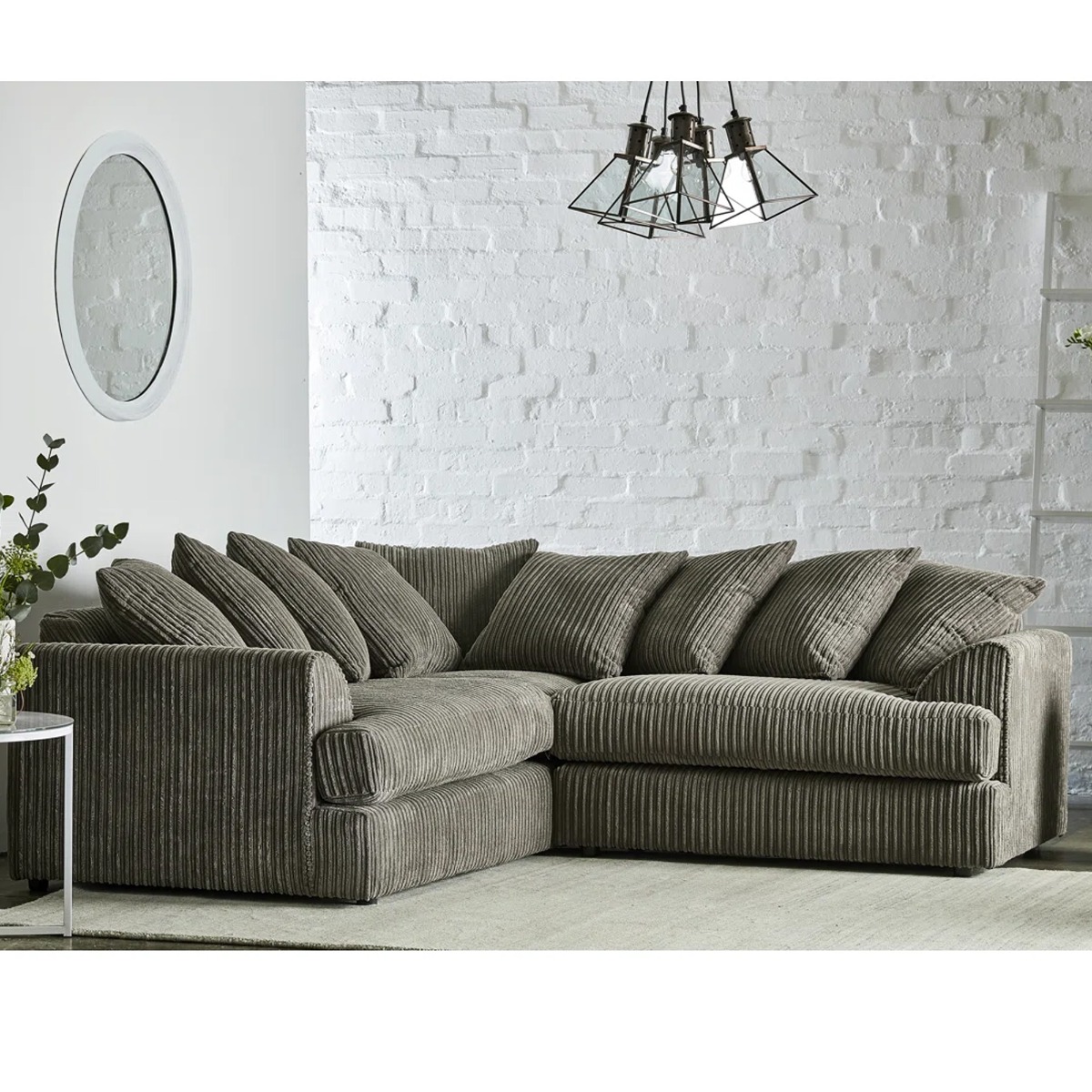 Jasper Jumbo Cord Corner Sofa - Grey - Home Done