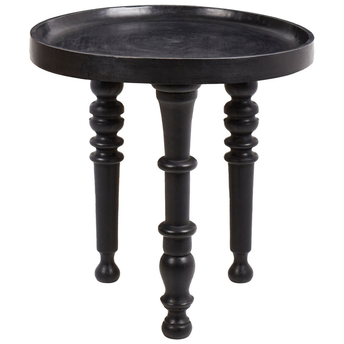 Mango Wood Side Table Black LEETON - Gemini Interiors
