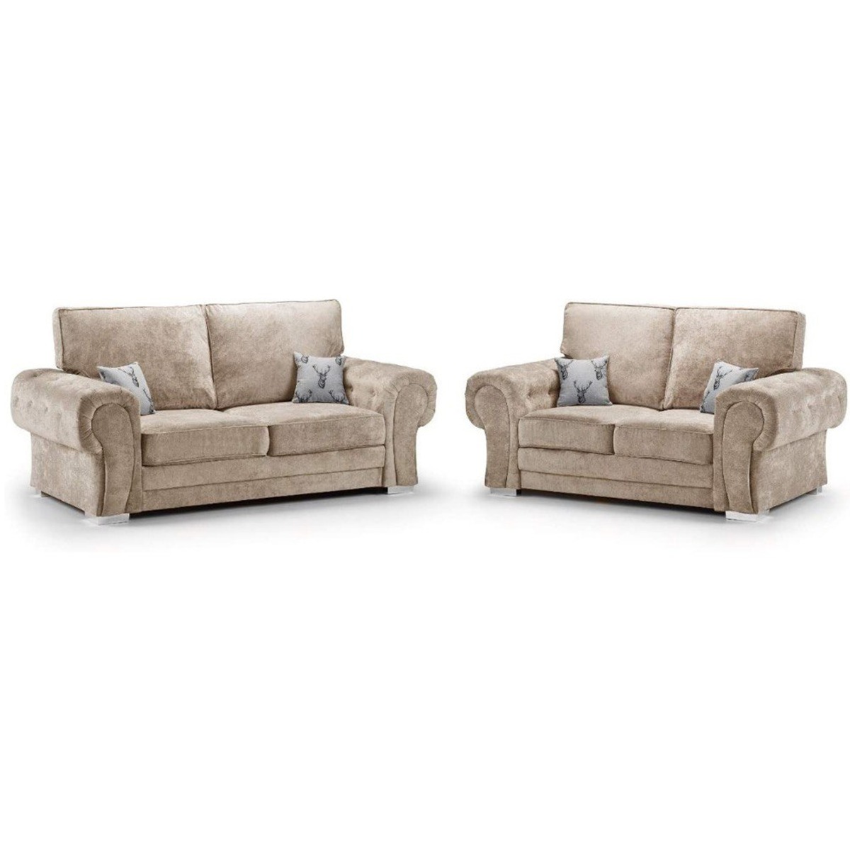 Verona High Back 3 Seater and 2 Seater Sofas Set with Optional Extras - Mink - Home Done