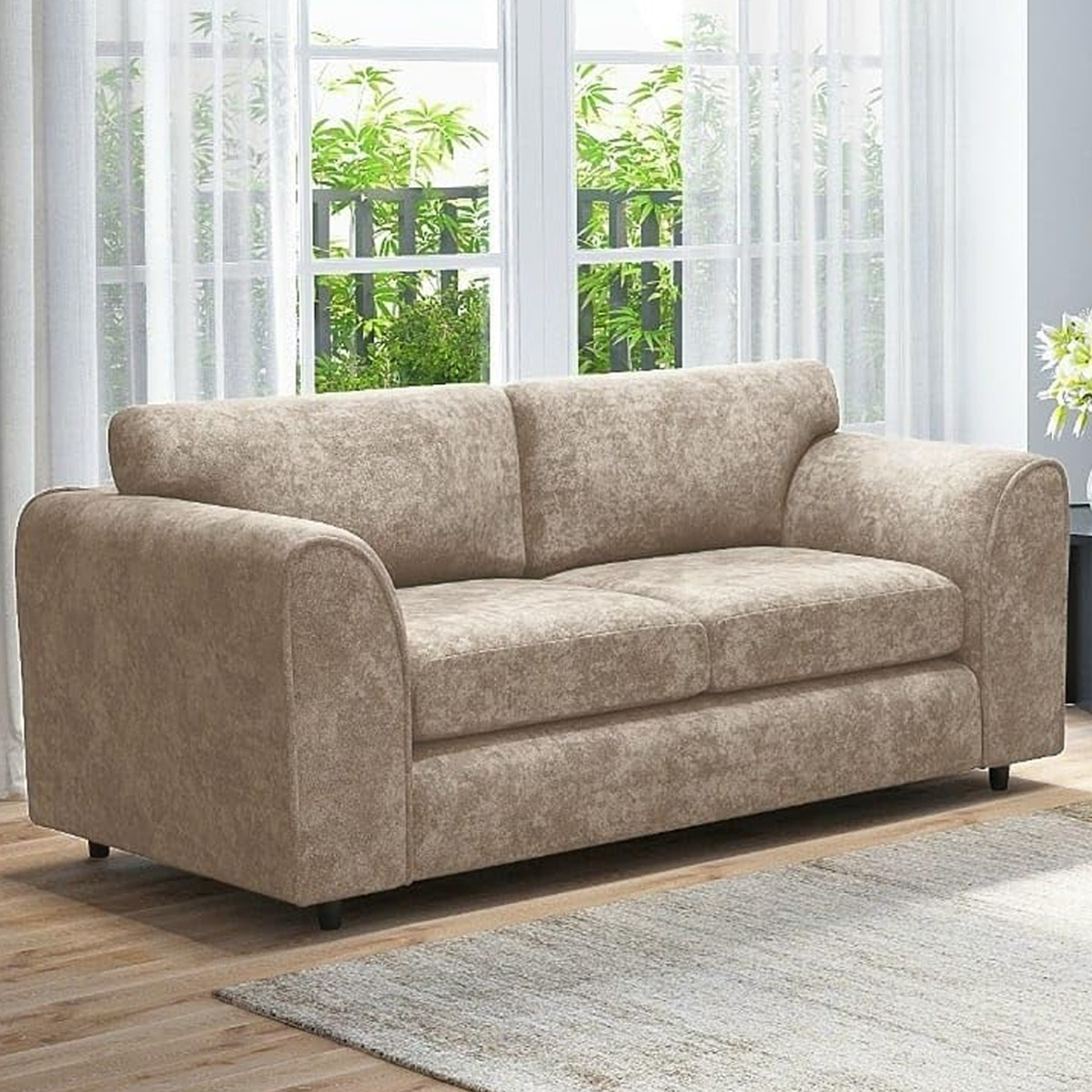 LORVANI Fabric 3 Seater Fullback Sofa - Beige - Home Done