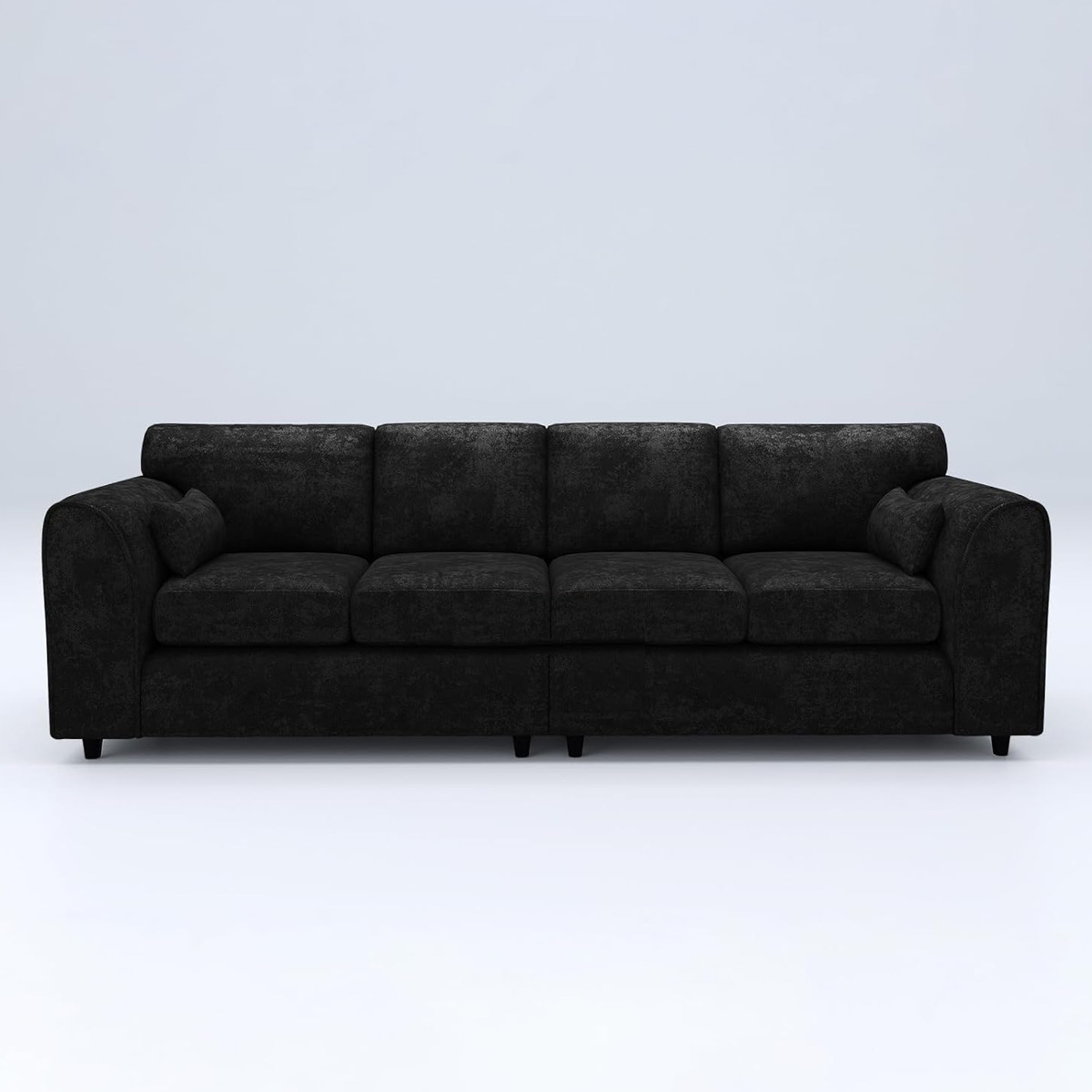 LORVANI Fabric 4 Seater Fullback Sofa - Black - Home Done