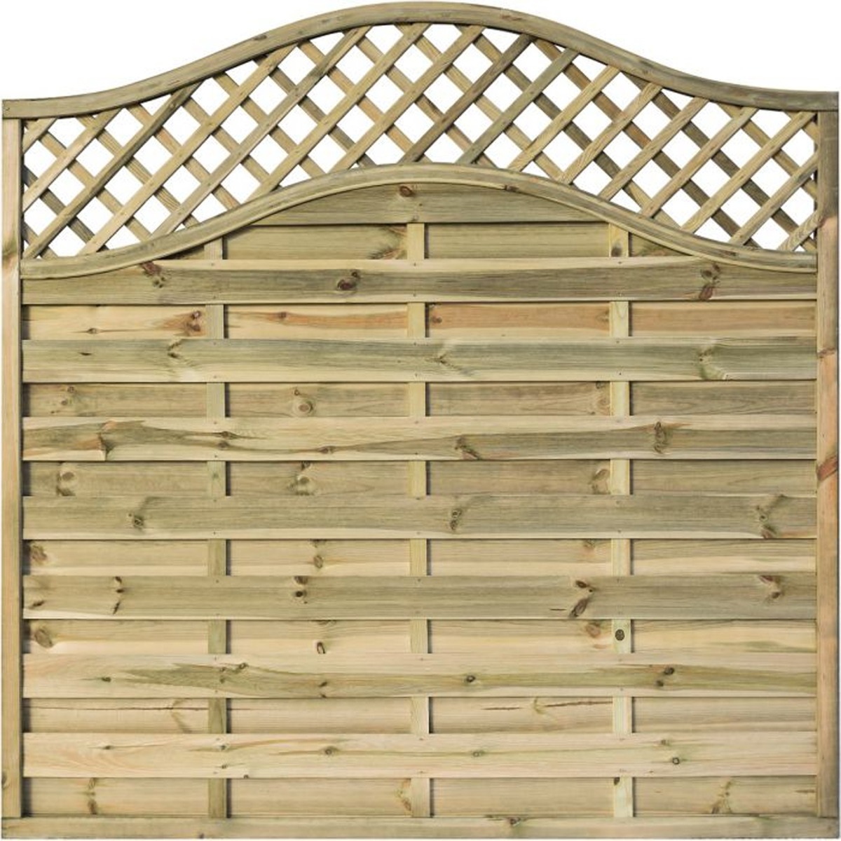 Alston Pressure Treated Timber Curved Top 6x5 Screen with Lattice Infill - Set of 3 - Etta Gardens