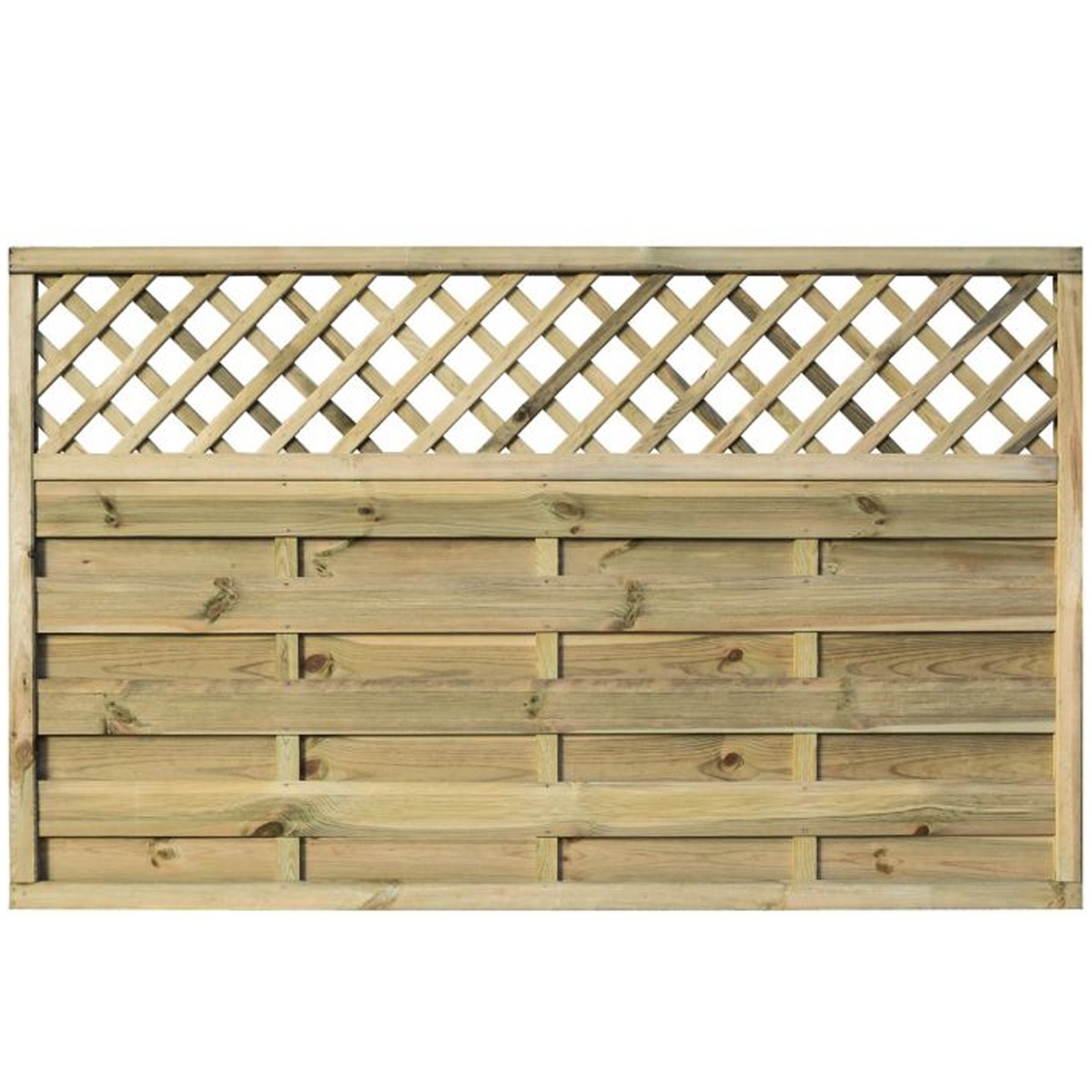 Classic Lattice Infill Design Natural Timber Finish Pressure Treated 6x4 Slatted Panel - Set of 3 - Etta Gardens