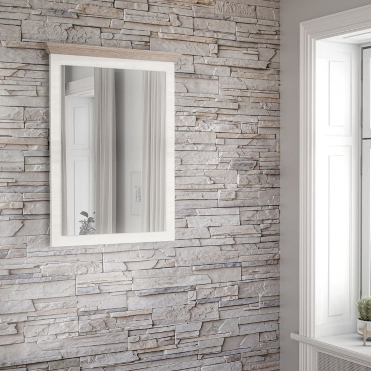 Launceston Mirror with Snowy Oak Effect - Rosalind Collection