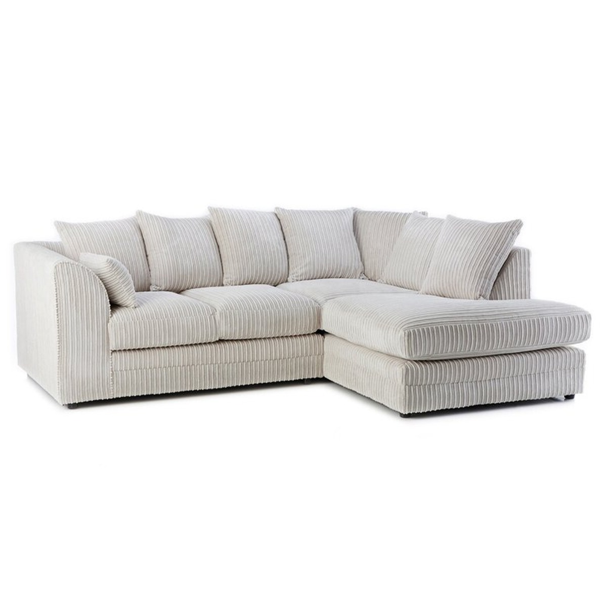MONA Jumbo Cord 4 Seater L Shaped - Right Hand Facing Corner Sofa - Cream - Home Done
