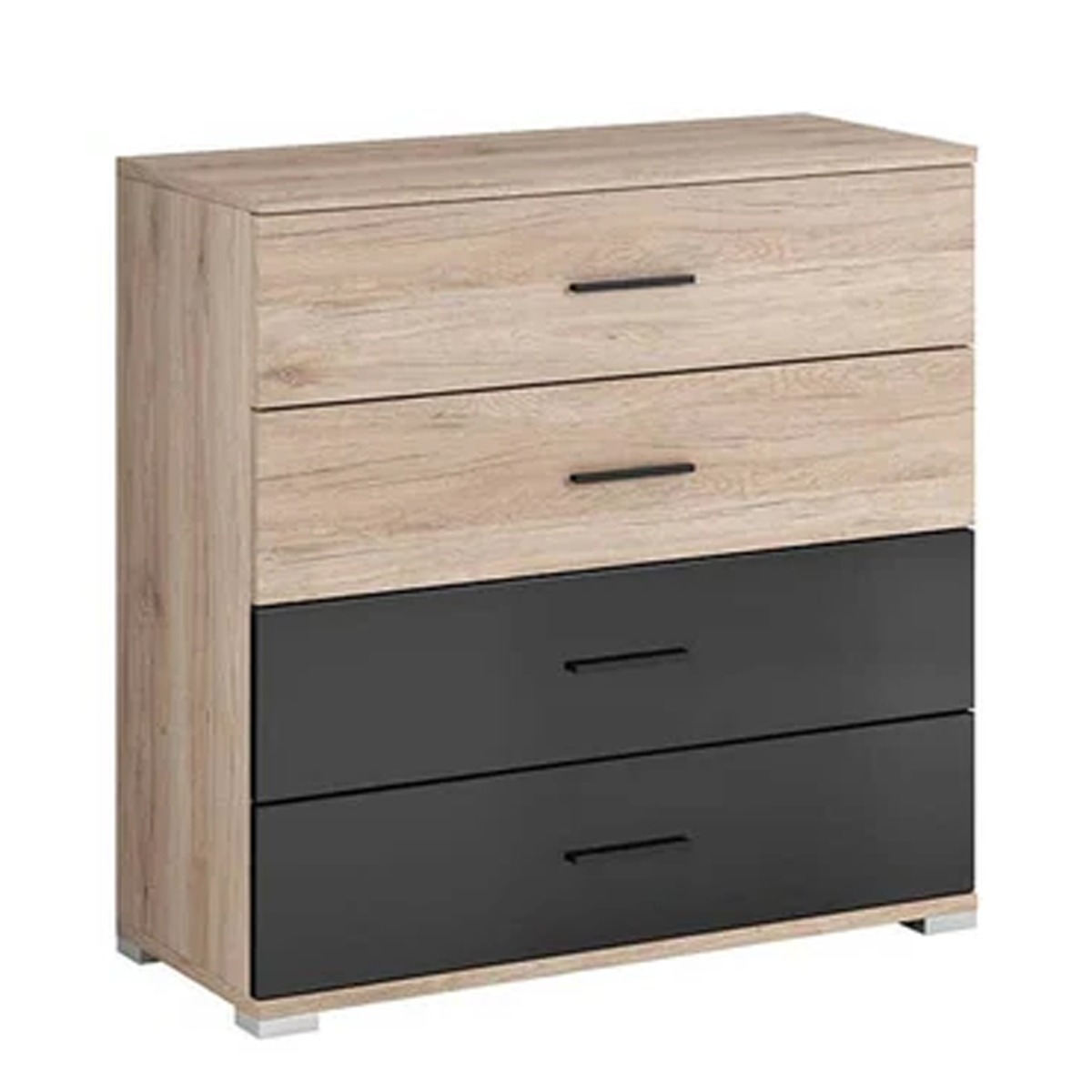 BRAGA Oak Finish Chest of Drawers - Medium-sized, 4 Drawers - Art Nest