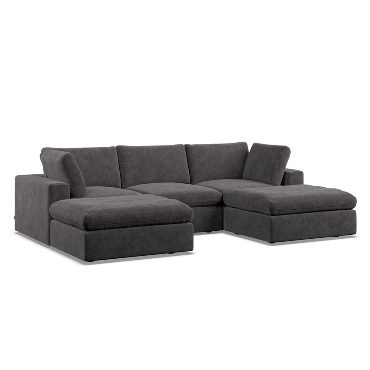 Corner Sofa - OBLAK Fabric 5 Seater U Shaped Slate - Footstool End - Edgbaston Living