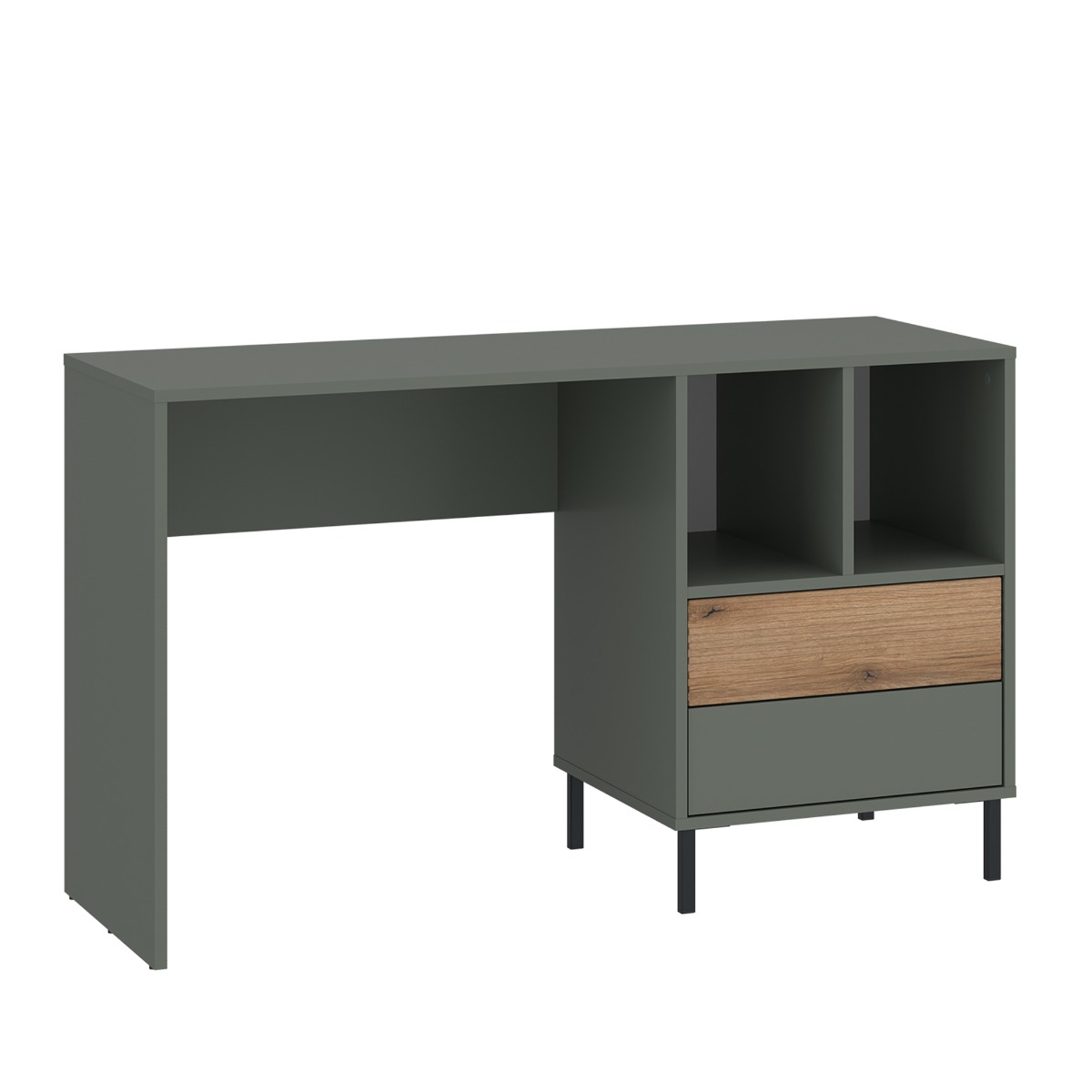 Office Desk - DARWIN 2 Drawer Desk Green and Oak 120cm
