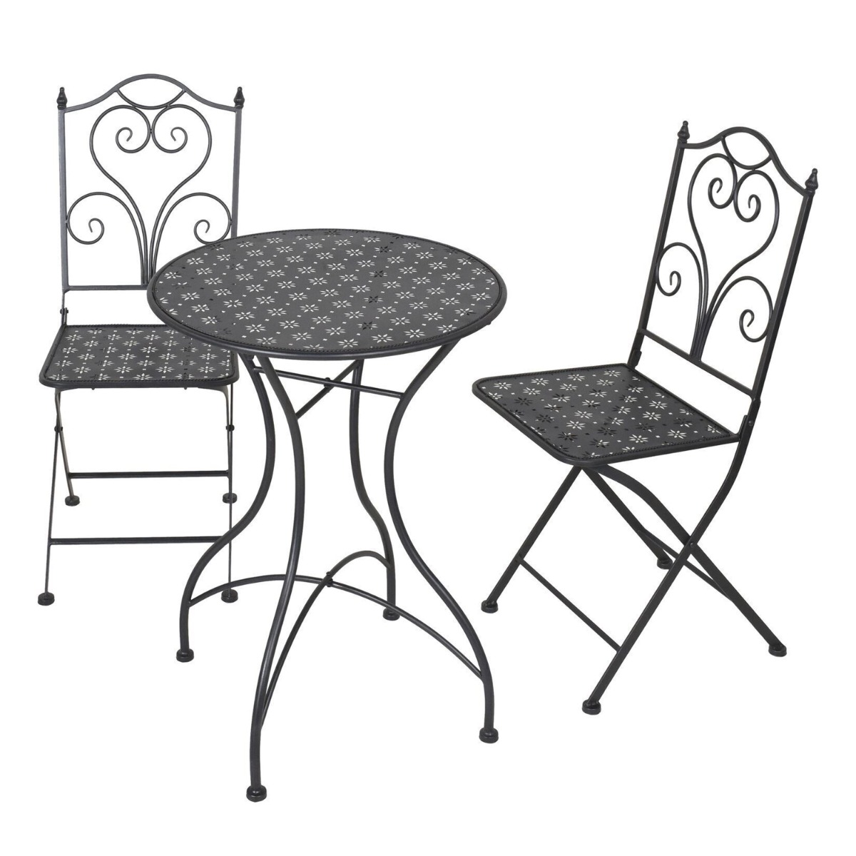 Outdoor Garden 3 Piece Metal Bistro Set - Black - Bedroom & More