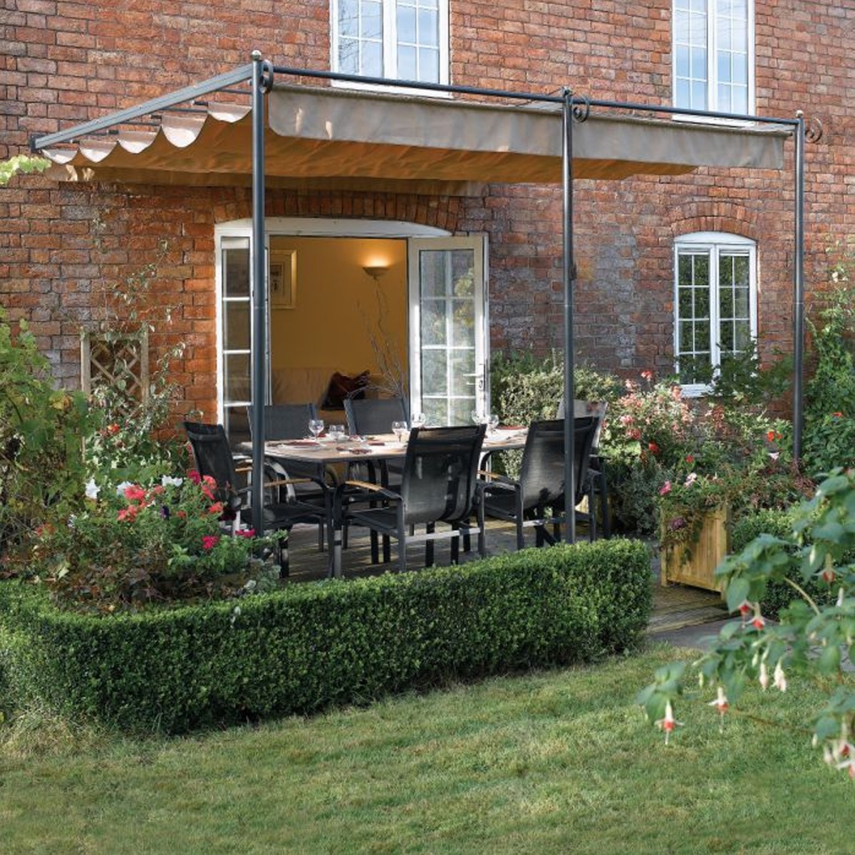 Stylish and Adjustable Outdoor Shade Wall-Mounted Retractable Canopy - Etta Gardens