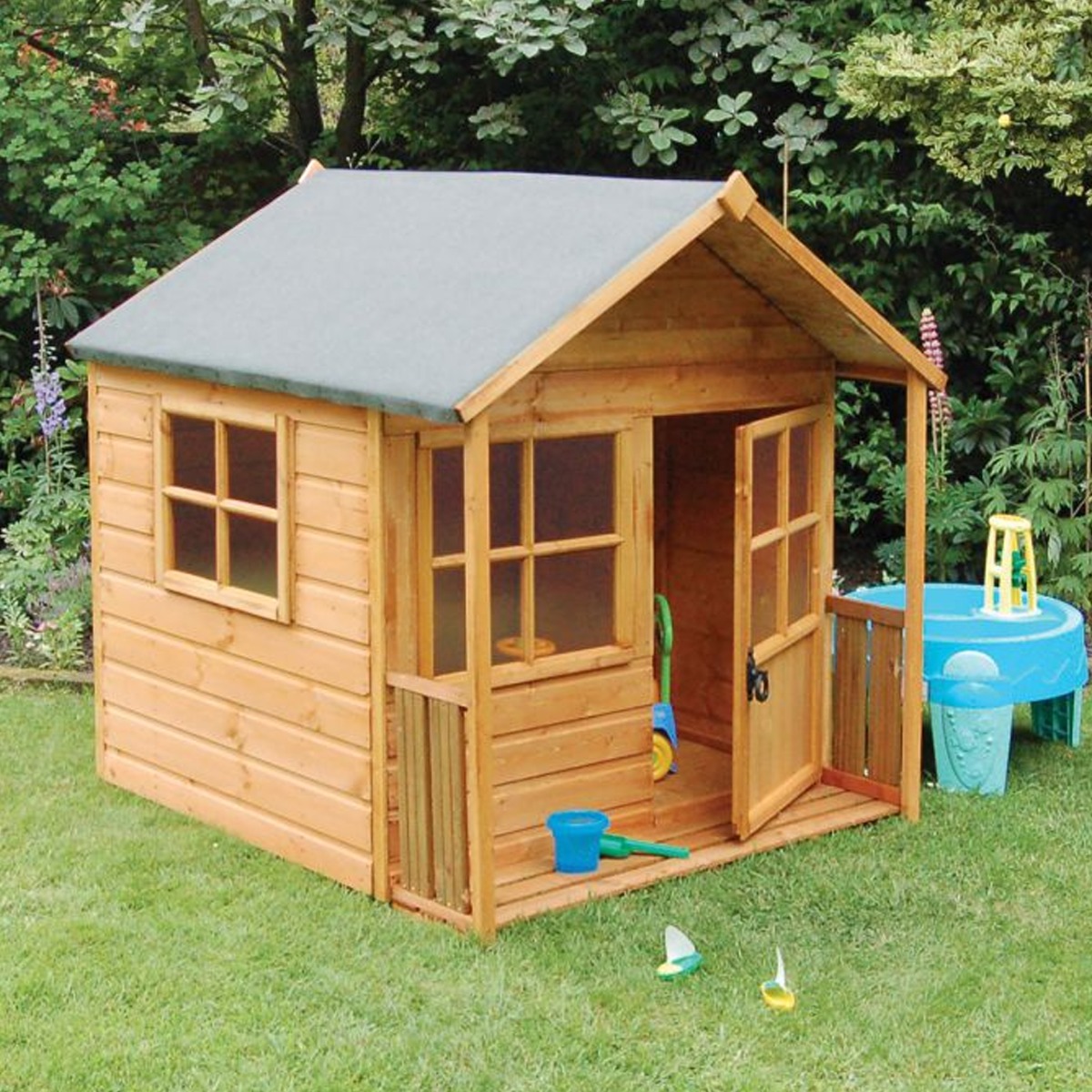 Rowlinson Veranda Playhouse Styrene Glazing, Prime Grade Shiplap Cladding - Etta Gardens