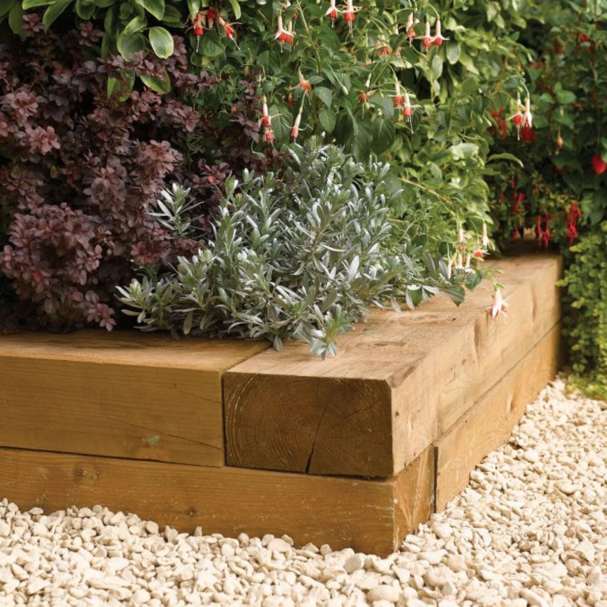 Rowlinson Heavy Duty Pressure Treated Timber 0.9m Length Sleepers - Pack of Two - Etta Gardens