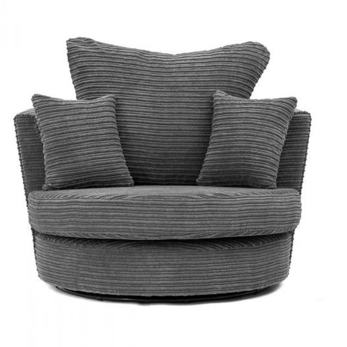 PORTO Jumbo Cord Swivel Chair - Grey - Interior Masters