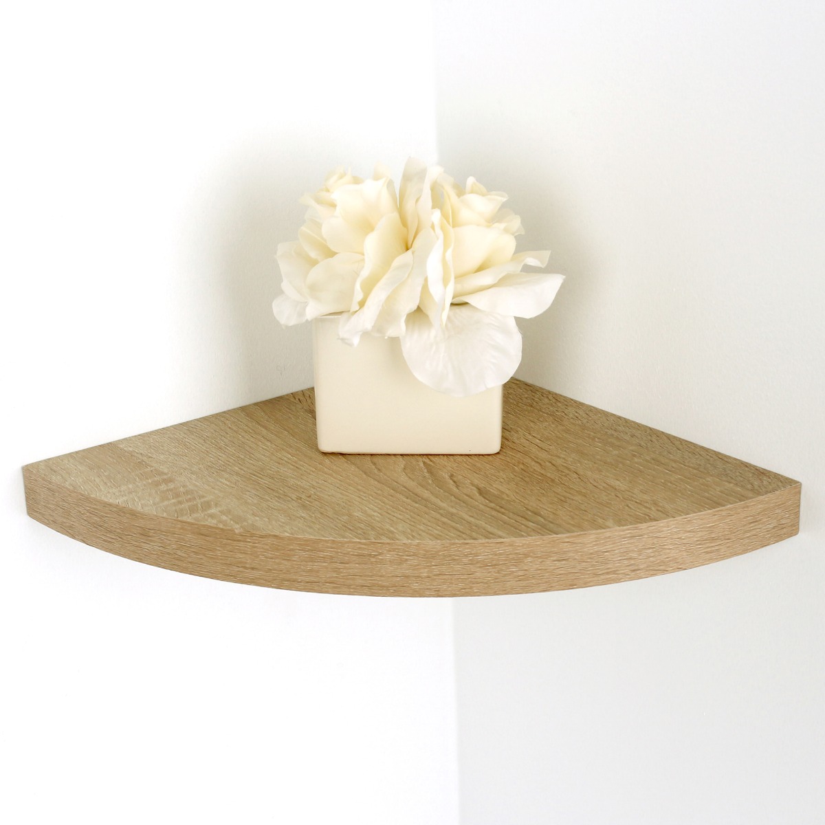 ELVORA Corner Box Shelf Wood Corner Floating Shelf Hidden Bracket Storage - Oak Effect - Colton & Sawyer