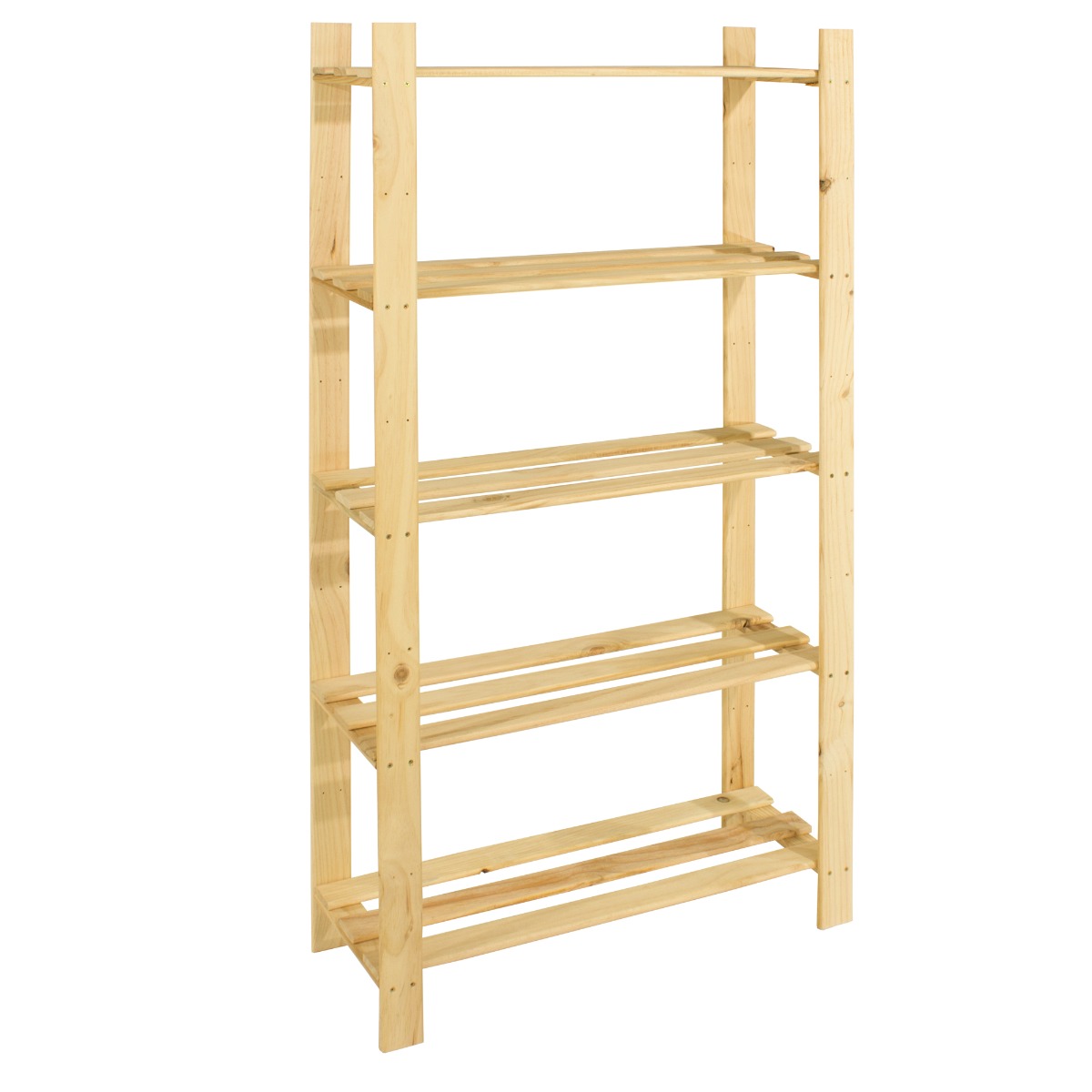 Natural Wood Slatted Display Storage Rack - 3 Sizes-5 Tier - Colton & Sawyer