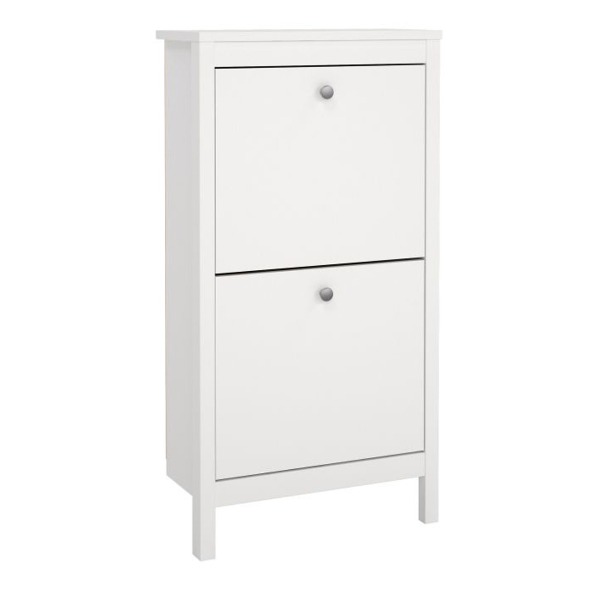 Modern Design Shoe Cabinet 2 Flip Down Doors - White - Rosalind Collection