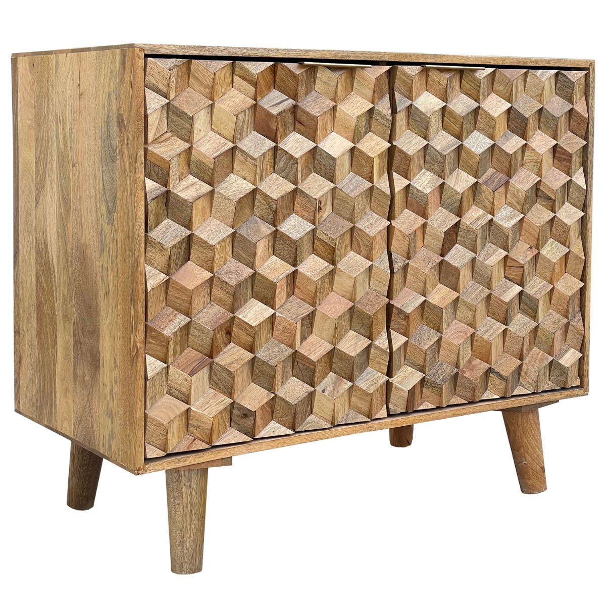 Geometric Design Scandinavian Style Legs Small Sideboard with 2 Doors - Brown - Cybil & Clive