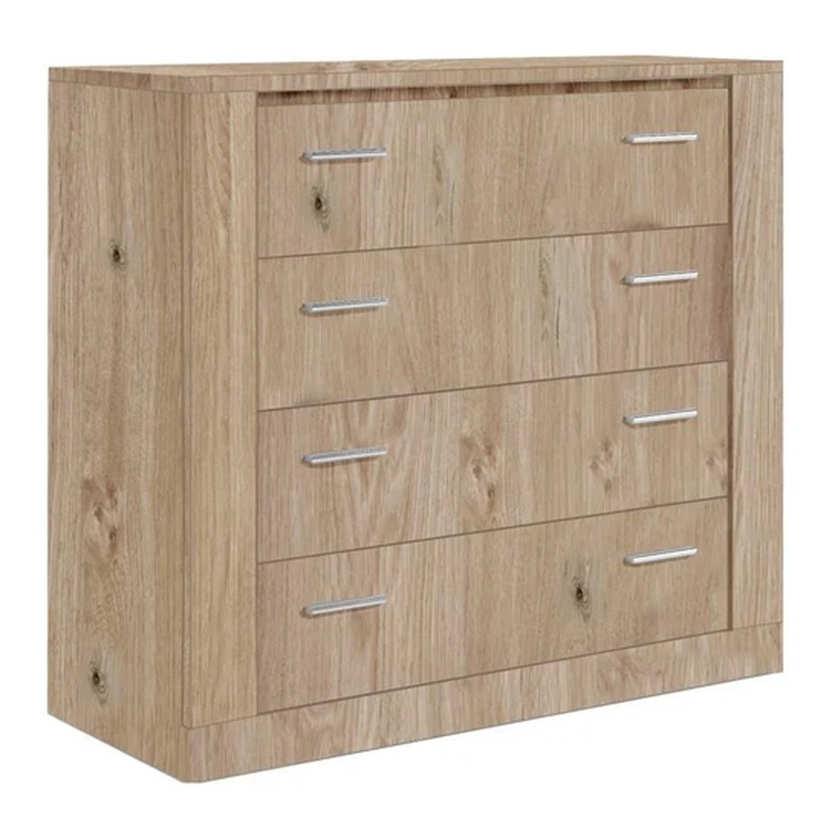 IMPHAL Oak Finish Chest of Drawers - Large-sized, 4 Drawers - Interior Savant