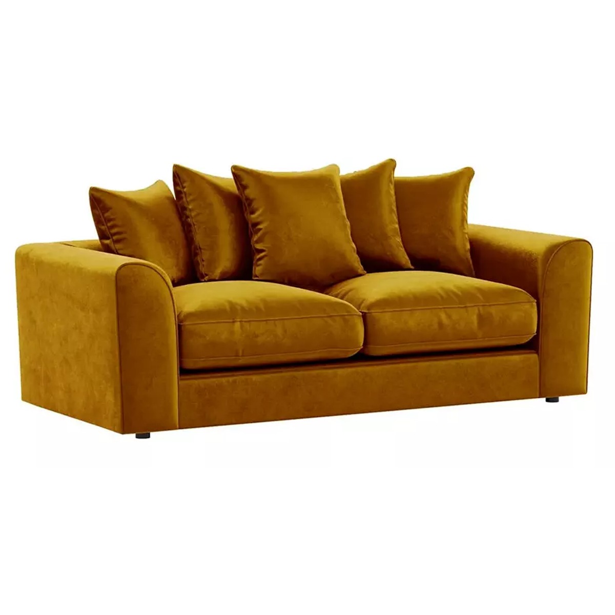 Blake Scatter Back Mustard Plush Velvet 3 Seater Sofa and Other Options - Home Done