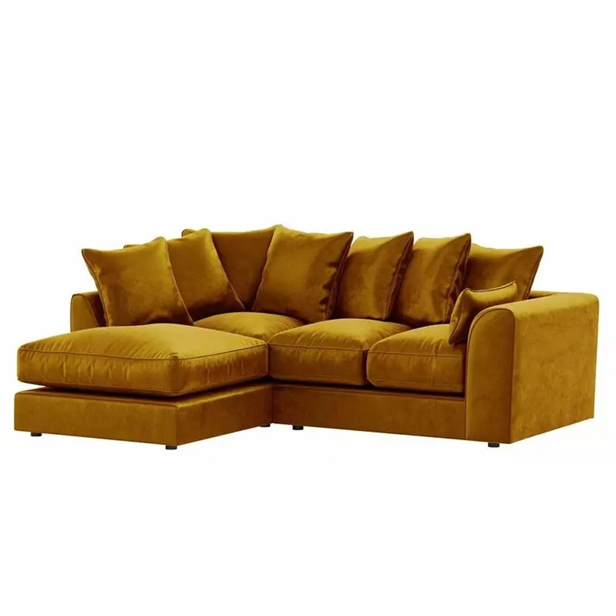 Blake Mustard Plush Velvet Corner Sofa - Left and Right Arm - Home Done