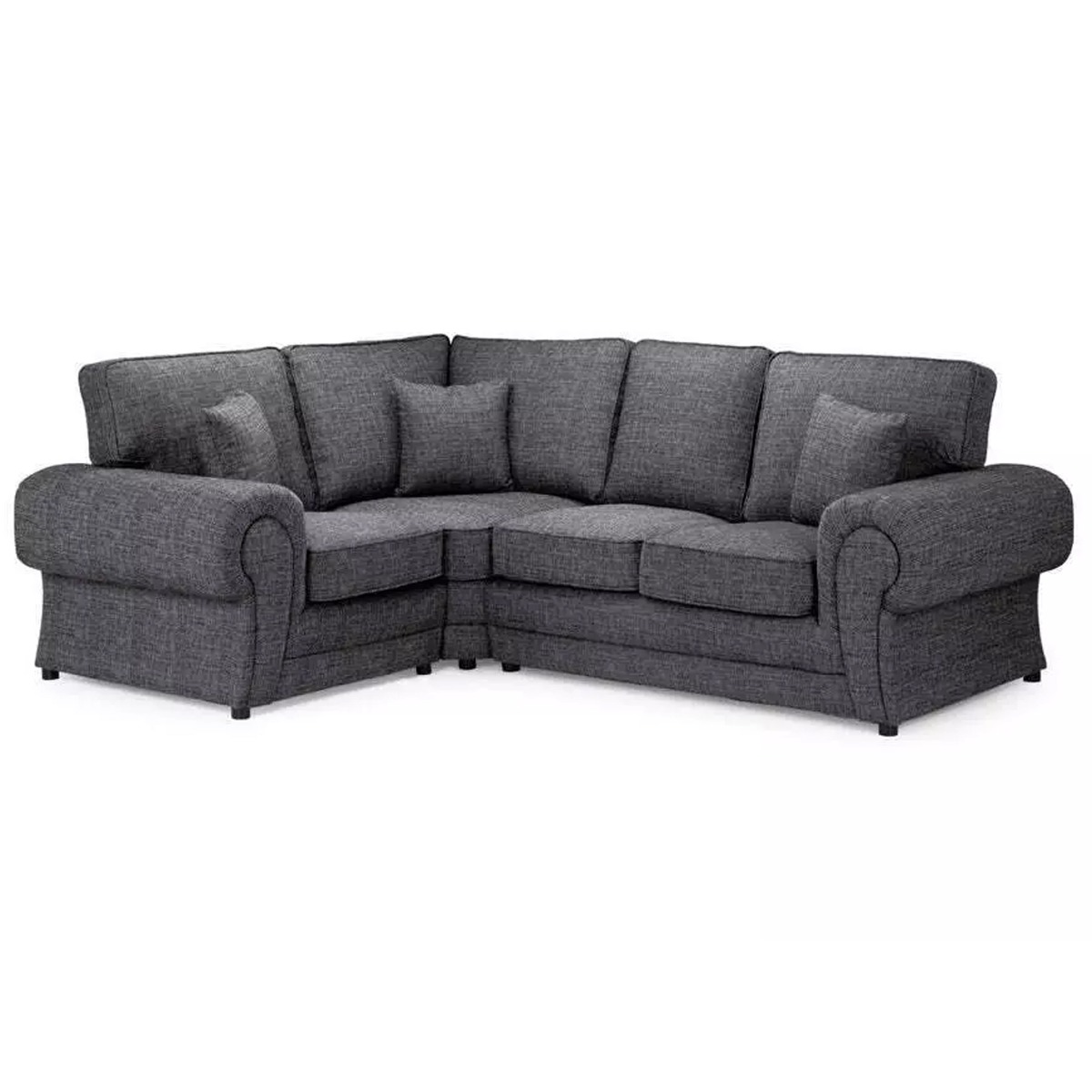 Davey Full Back L Shape Corner Sofa Grey Chenille Fabric - Left Arm or Right Arm - Home Done