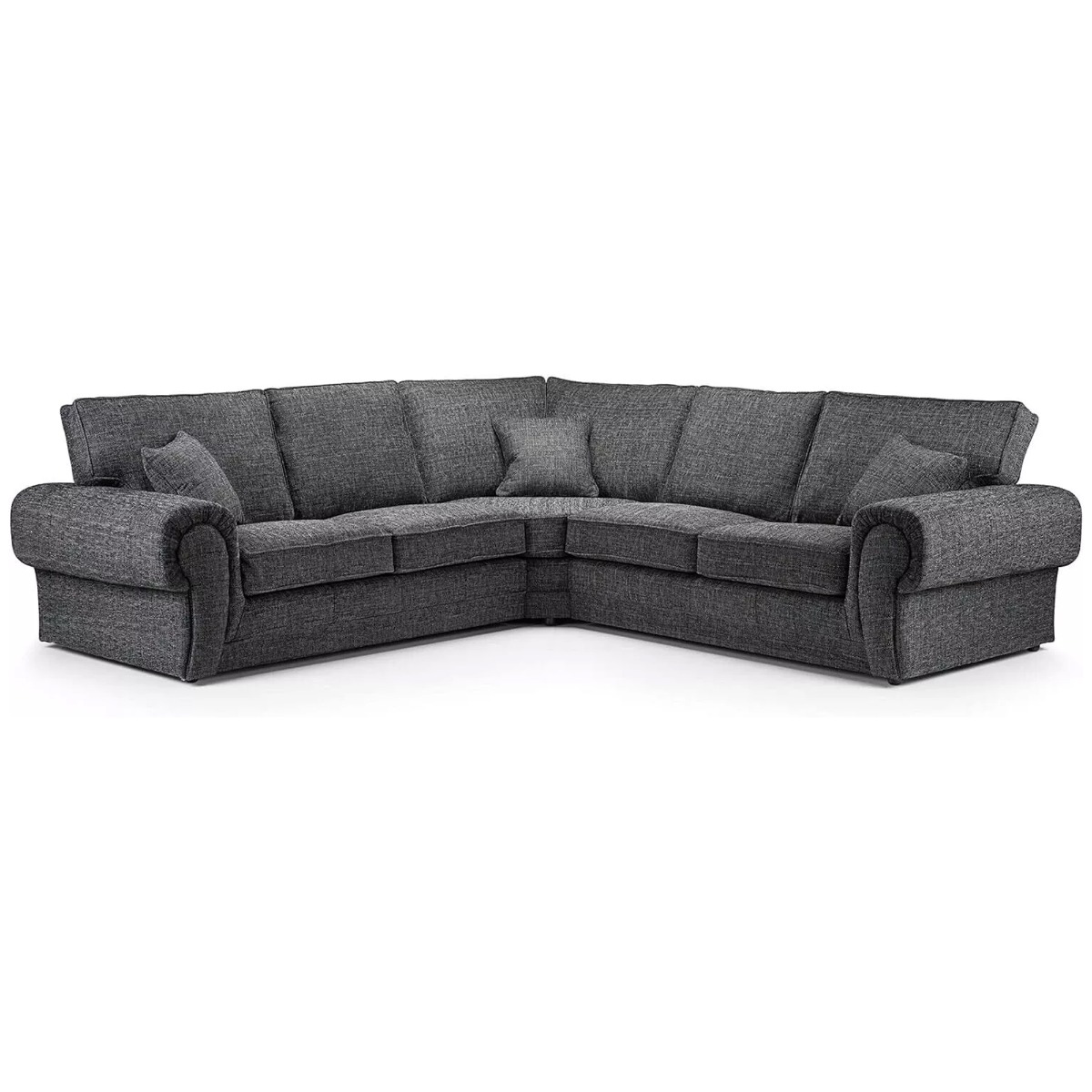 Davey Full Back Corner Sofa Chenille Fabric - Grey - Home Done