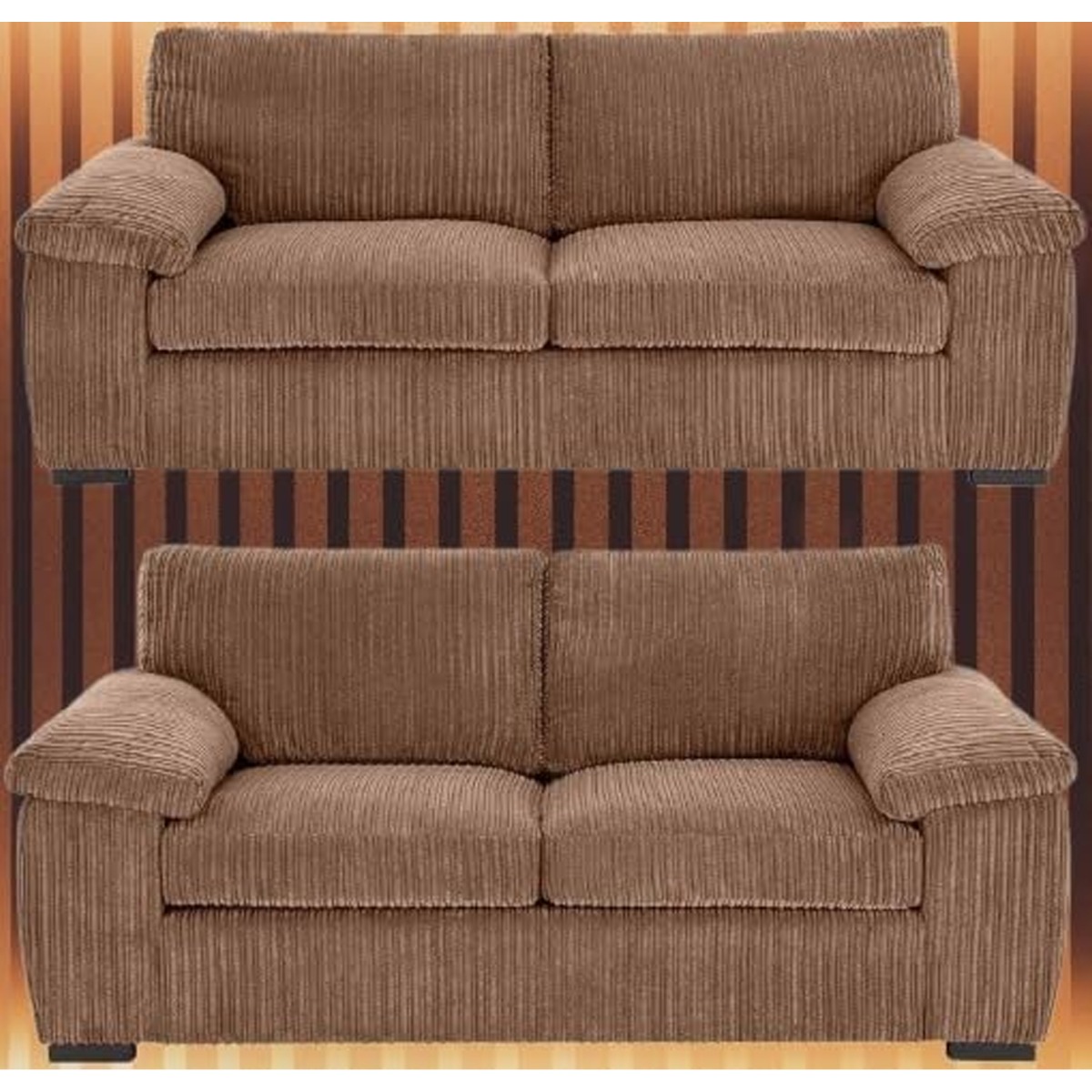 Sofa Set - CORDURA Full Back Jumbo Cord 3 Seater and 2 Seater Sofa Beige - Home Done