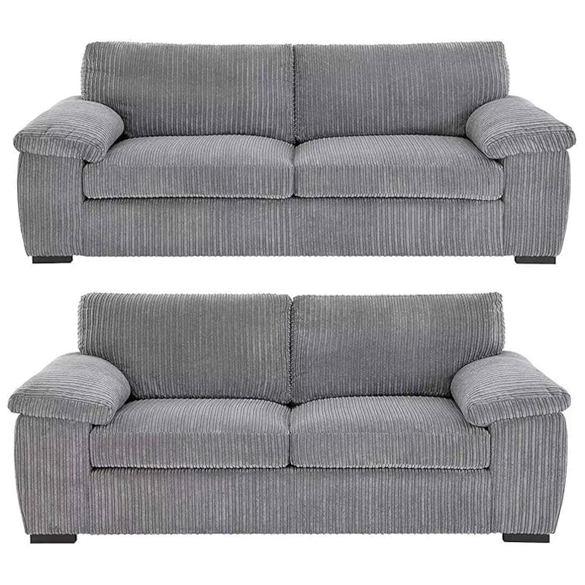 Sofa Set - CORDURA Full Back Jumbo Cord 3 Seater and 2 Seater Sofa Grey - Home Done