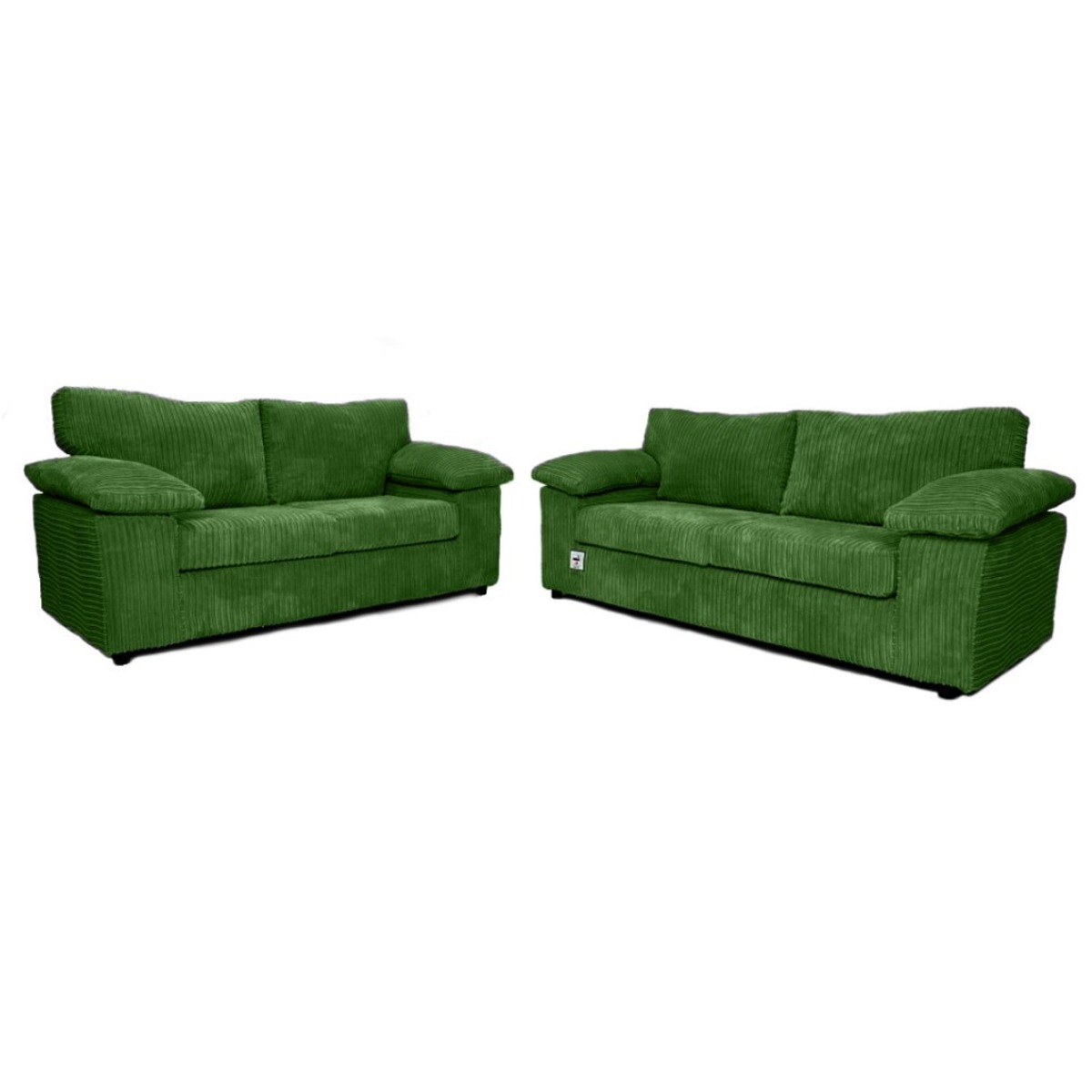 Sofa Set - CORDURA Full Back Jumbo Cord 3 Seater and 2 Seater Sofa Green - Home Done