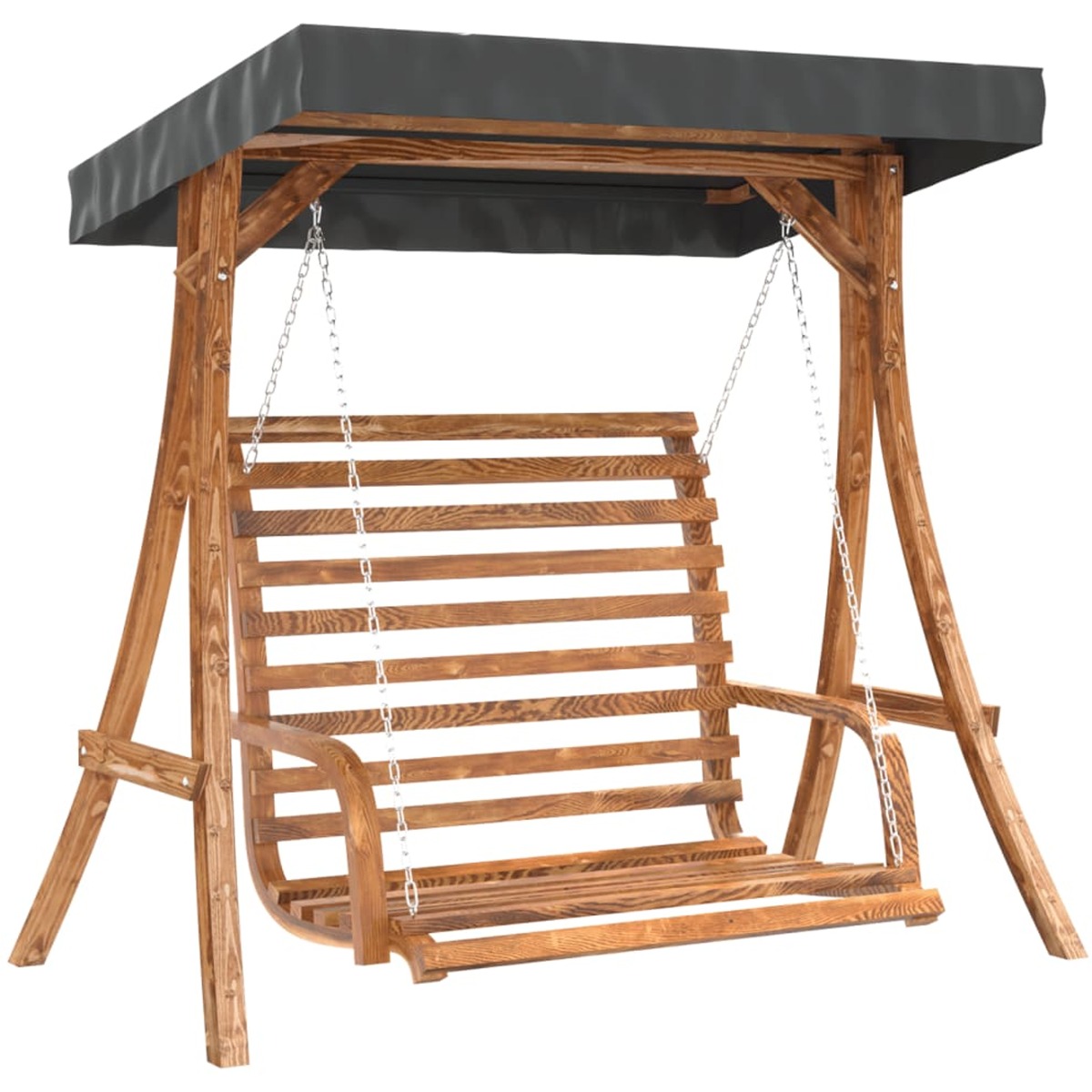 Swing Bench with Canopy Solid Wood Spruce with Teak Finish - All Things Good