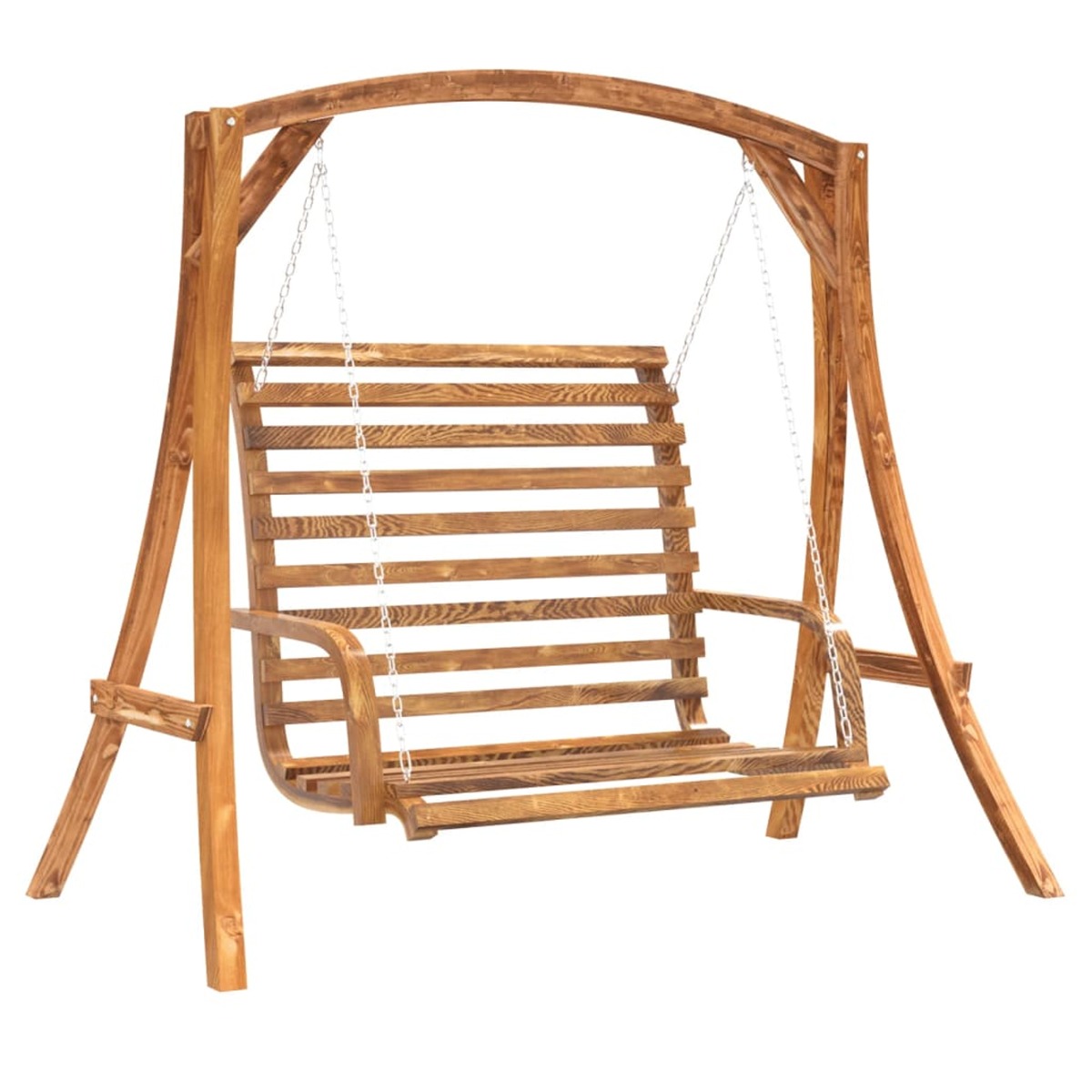 Swing Bench Solid Wood Spruce with Teak Finish - All Things Good