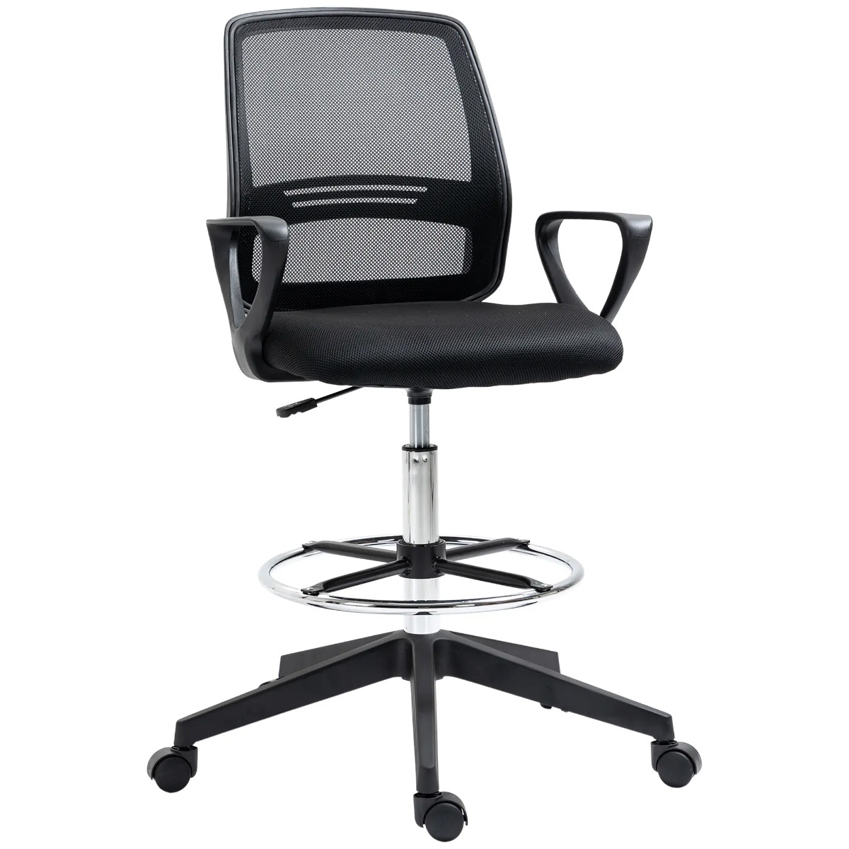 Preston Ergonomic Mesh Back Drafting Chair Adjustable Height - Black - Life Essentials