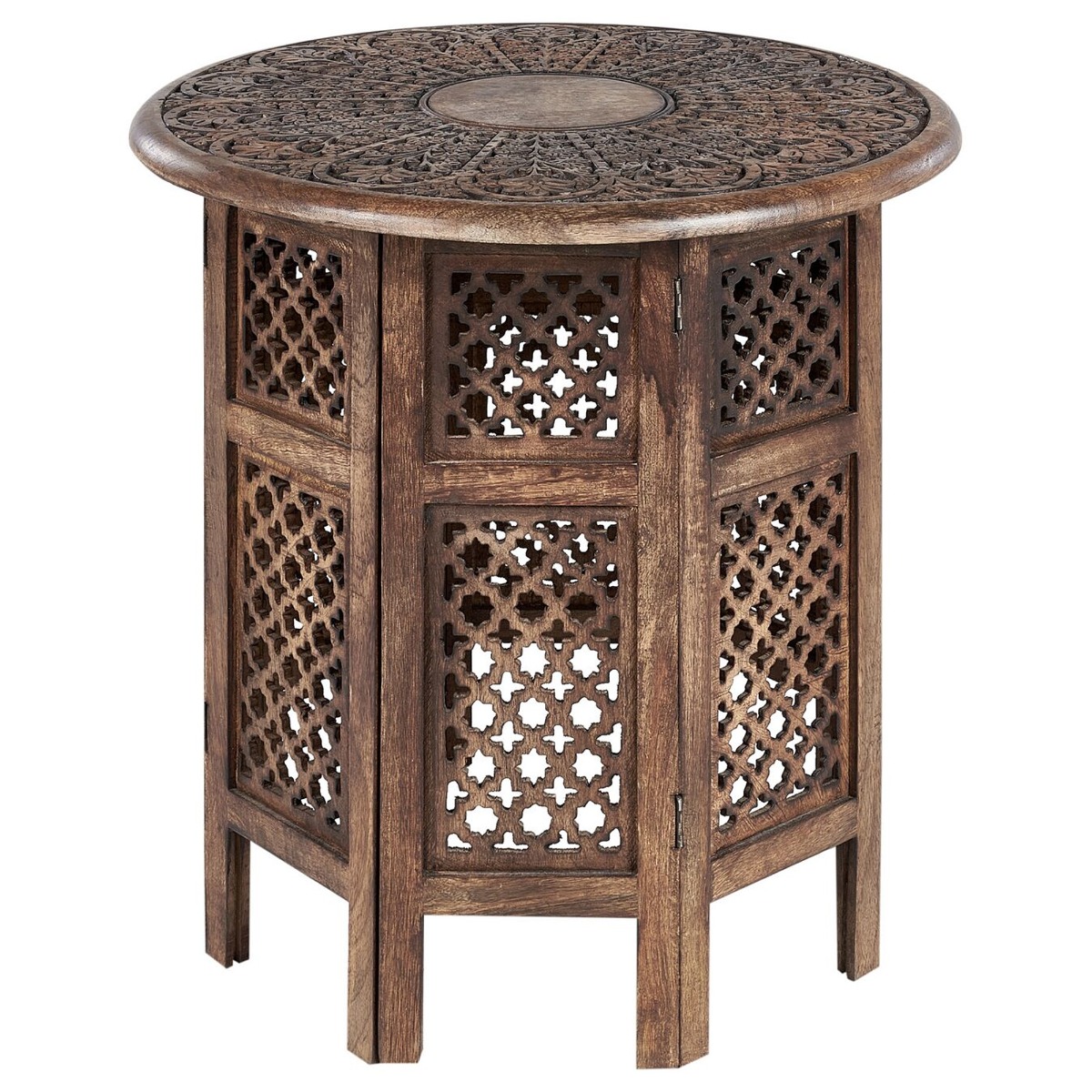 Mango Wood Side Table Dark KUMALI - Gemini Interiors