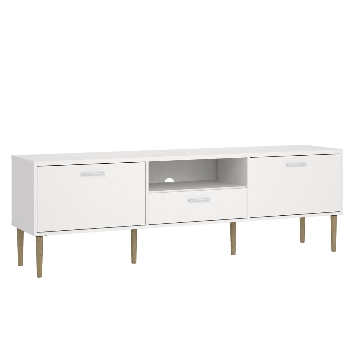 Modern Design 2 Doors TV Unit with Drawer- White - Rosalind Collection