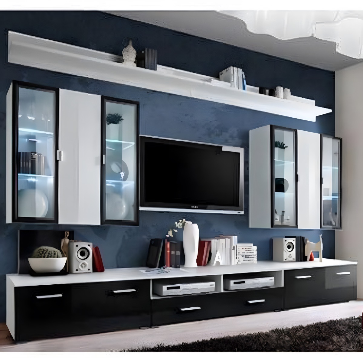 Europe Gloss Entertainment Unit - Black Gloss - Art Nest