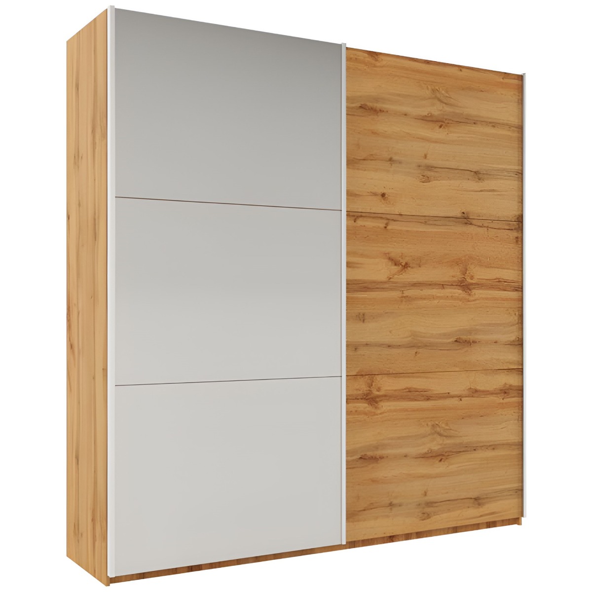 Sliding Wardrobe - WINFAIR 2 Door Mirrored Wardrobe Oak Wotan 225cm - Avellino & Wells