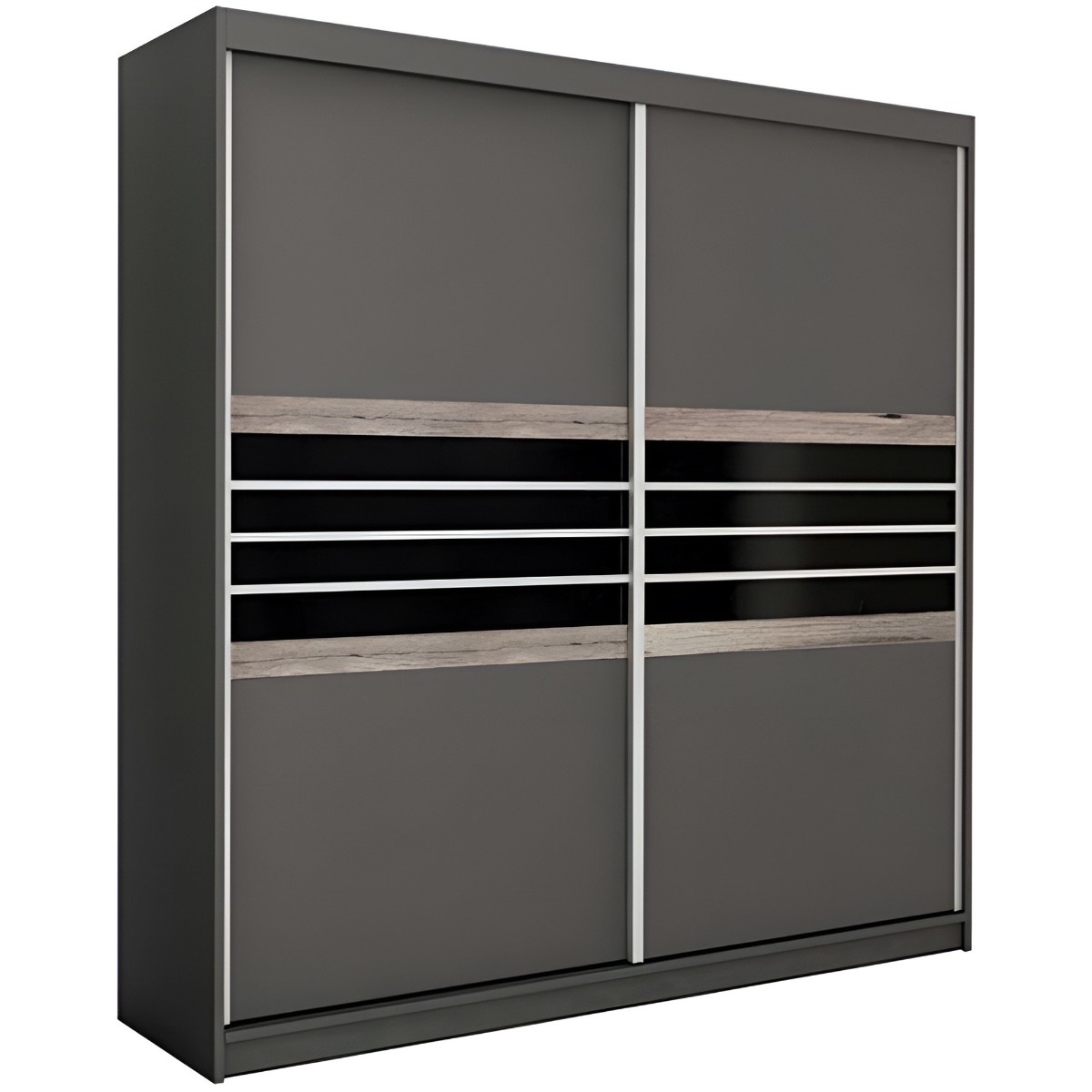 Sliding Wardrobe - DACORUM 2 Door Wardrobe Black 203cm - Avellino & Wells