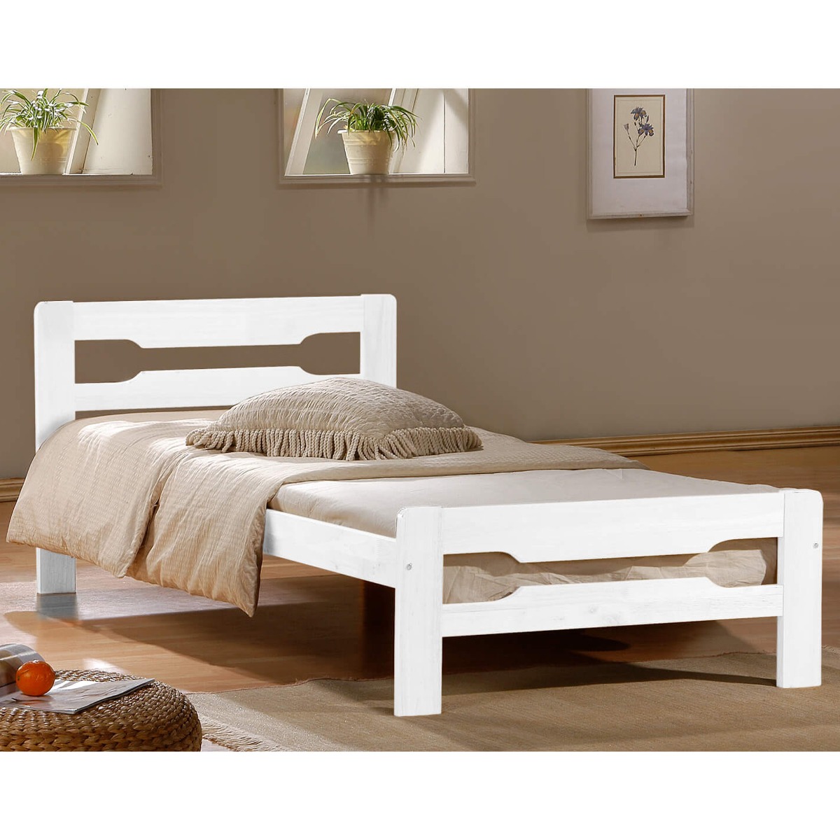Carlisle Solid Wood Single Bed 3ft - White - Sigrid Mills