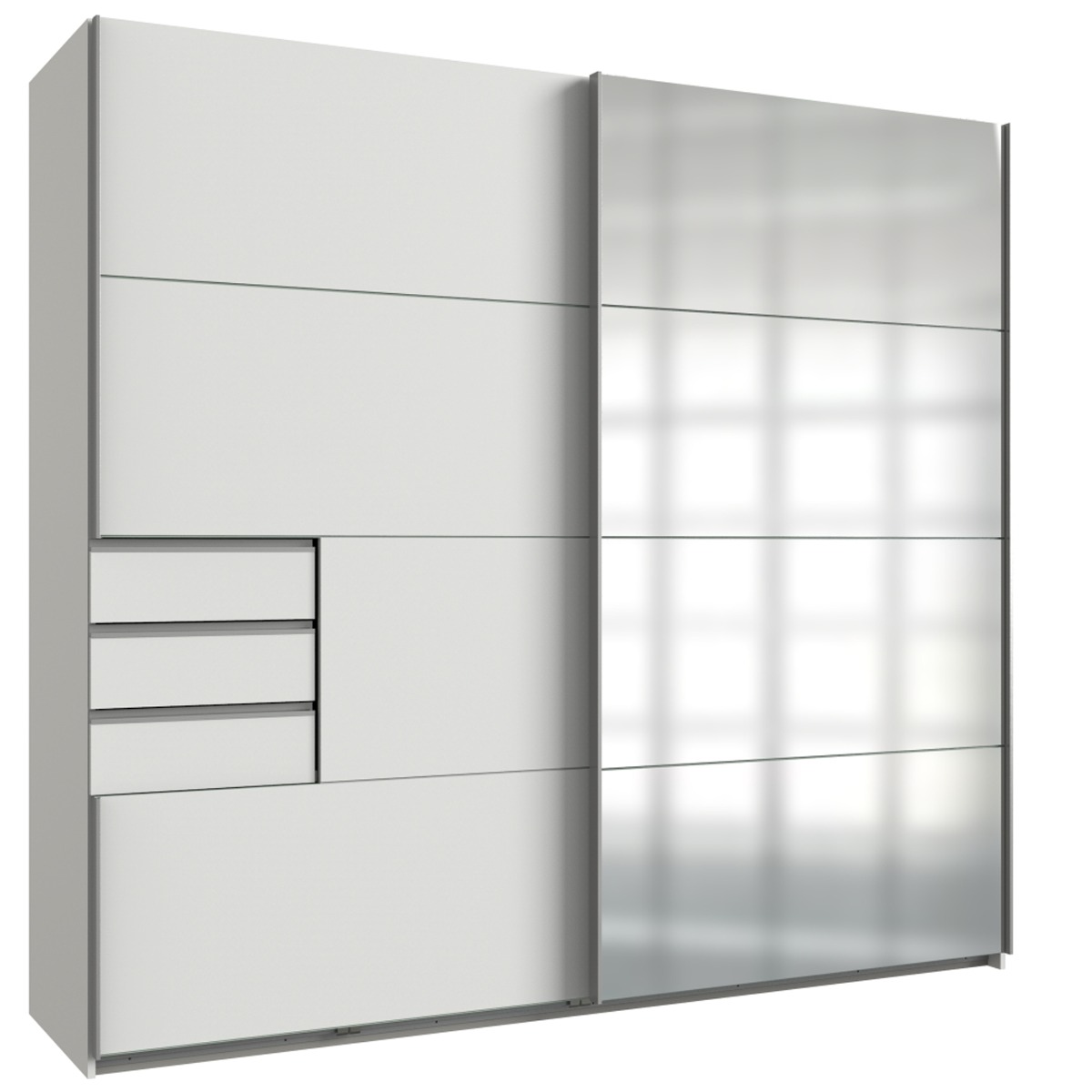 Sliding Wardrobe - SOGO 2 Door Mirrored Wardrobe White 225cm - Wimex Distribution