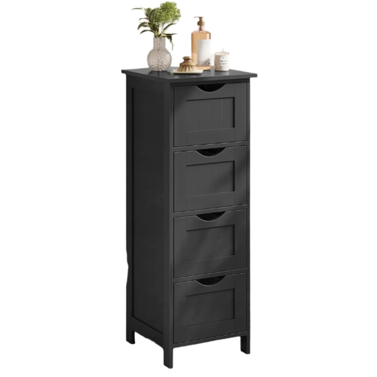 ZEPHRON Bathroom Cabinet Freestanding Unit with 4 Drawers - Black - The Urban Forge