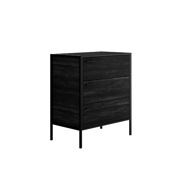 HORBURY Black Chest of Drawers - Medium-sized, 3 Drawers - Leeds Plywood