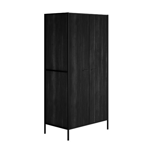 Wardrobe - HORBURY 2 Door Metal Frame Wardrobe Black - 100cm - Leeds Plywood