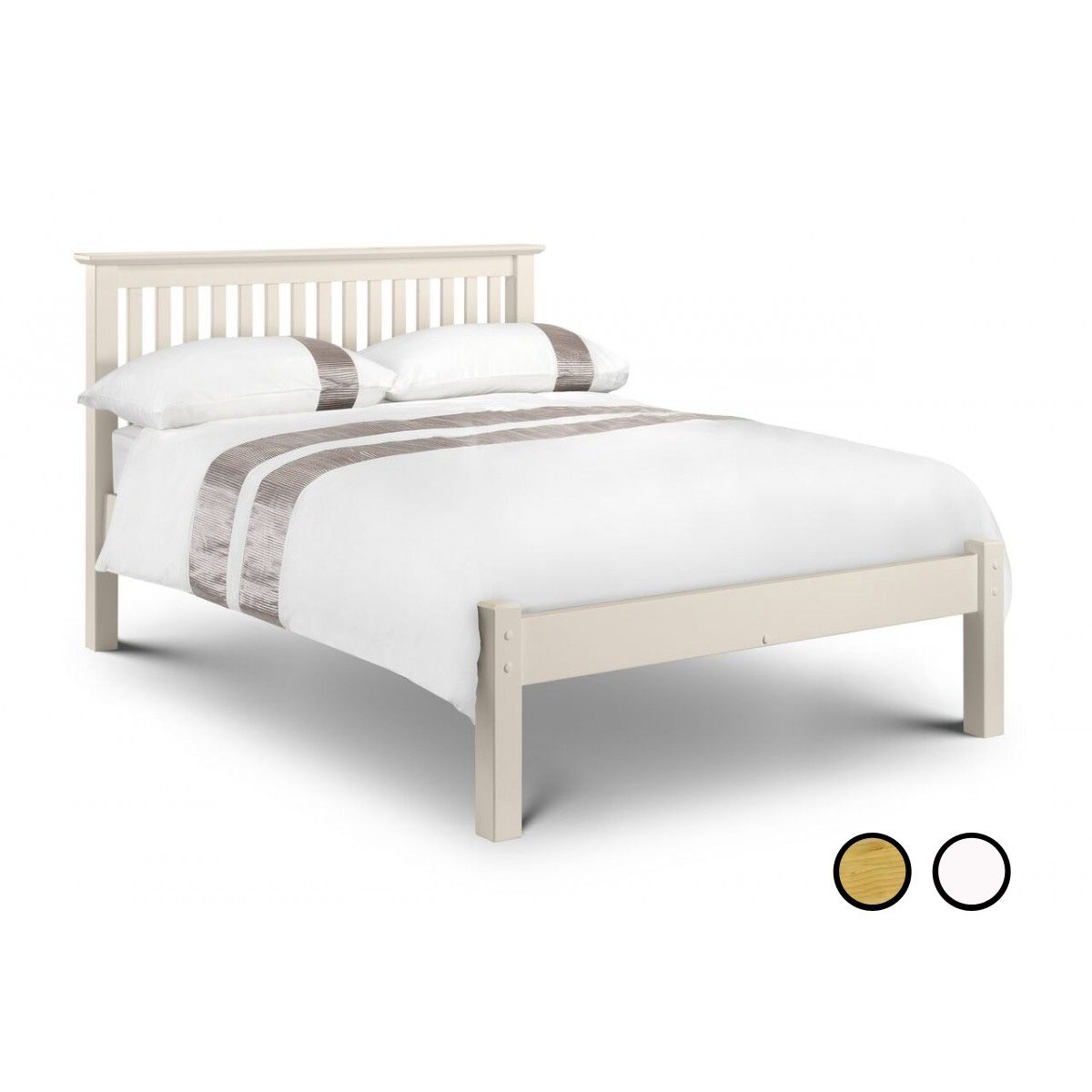 Barcelona White or Pine LFE Bed Frame-Small Double 4ft - Stone White - JB Collections