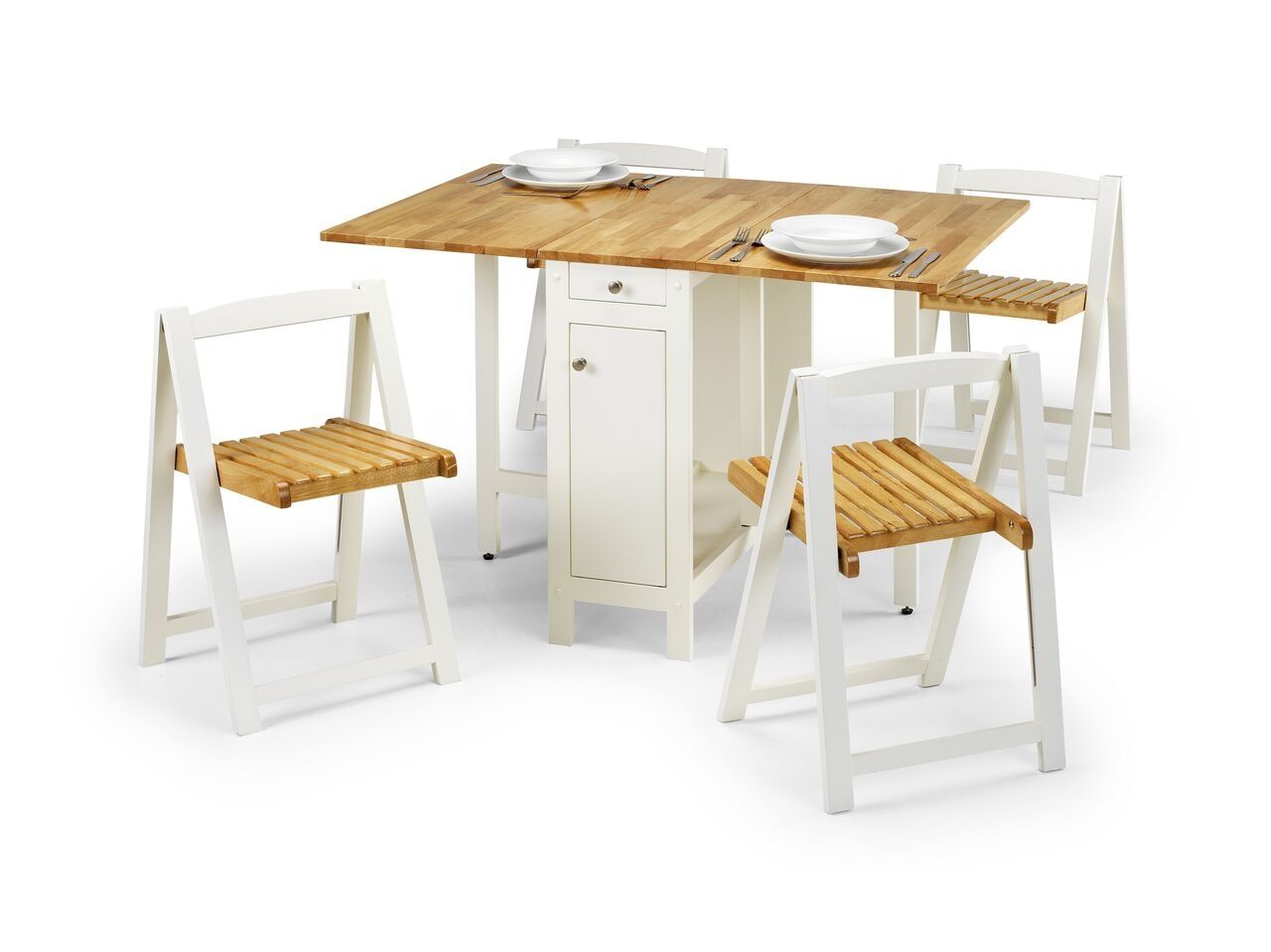 Savoy Folding Dining Set - White - JB Collections