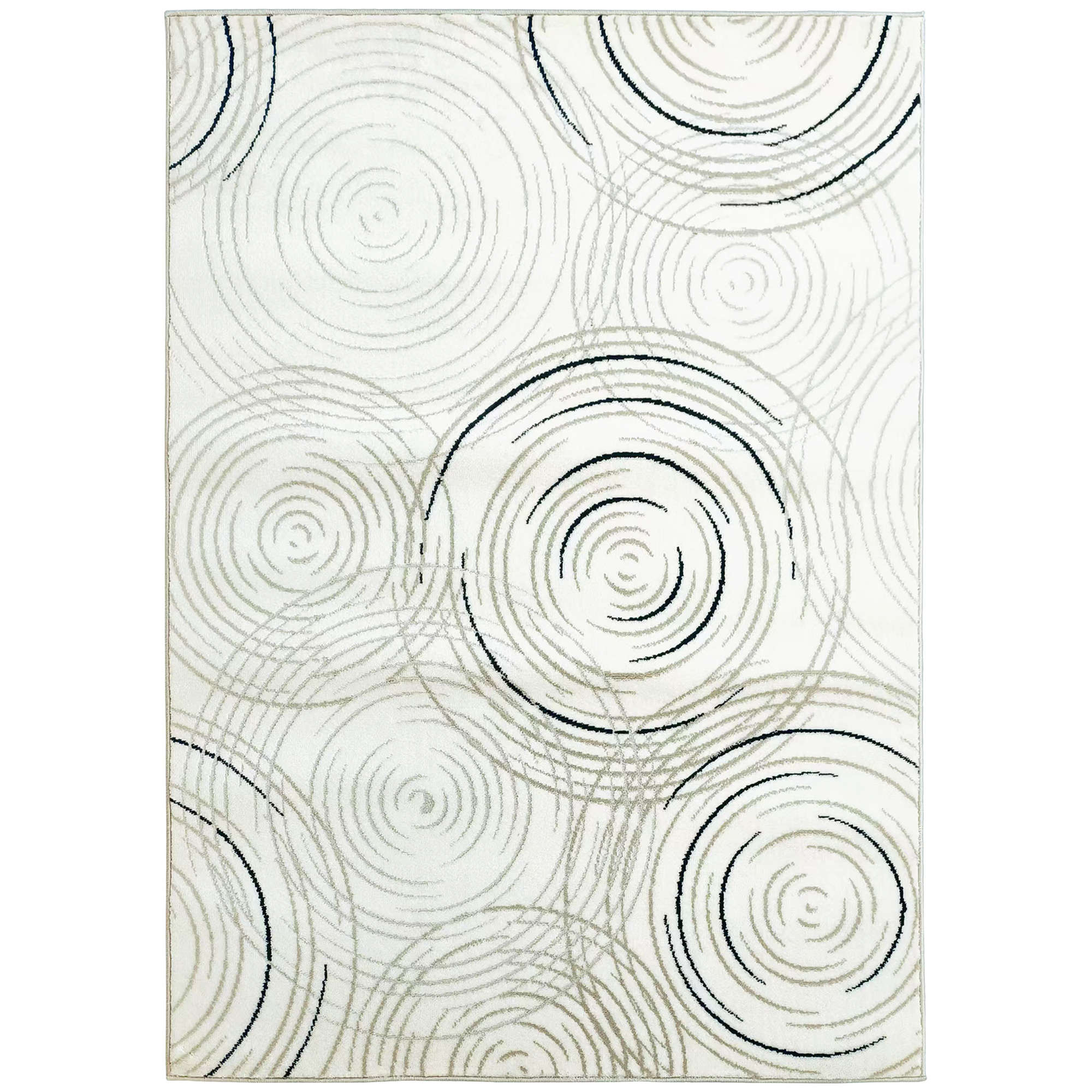 HERON Modern Small Area Rug 170x120cm Swirl Pattern Cream White - Life Essentials